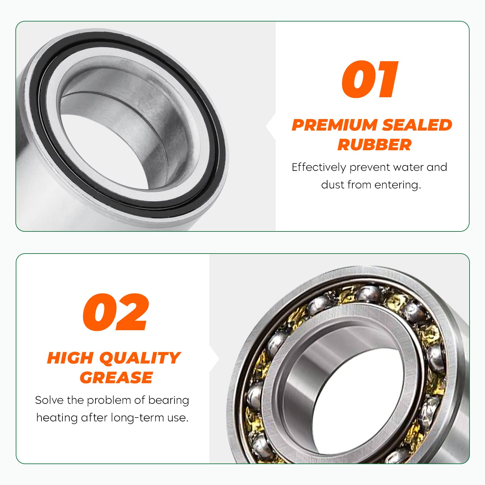 Front Rear Wheel Bearing For Polaris Ranger Rzr 570/800/ 900/1000 Crew Xp Sportsman 550/850/ 1000 3514699 3514627 3515090 2010 2