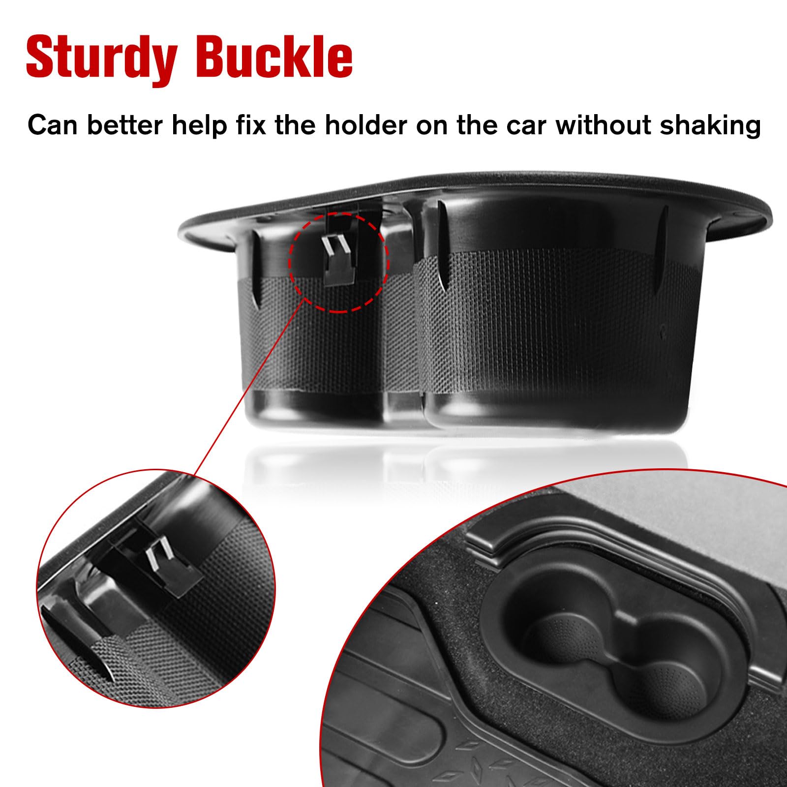 LitMiRaCle Rear Seat Cup Holder for Dodge Ram 1500/2500/3500/4500 & Dakota 2002-2017, Dual Drink, ABS Plastic, Black