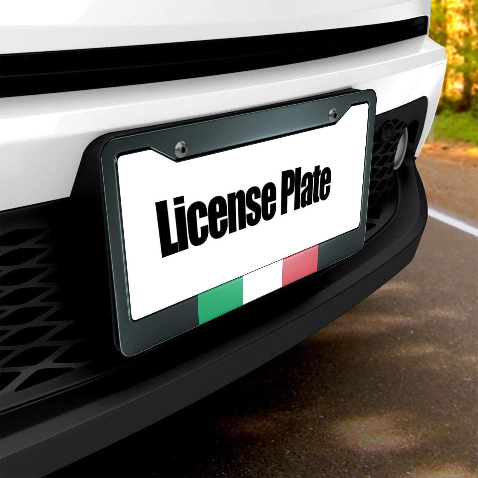 HOSNYE Italian Flag Background License Plate Frame Metal License Plate Cover Front Plates Frames Car Tag Frame for Women Men US
