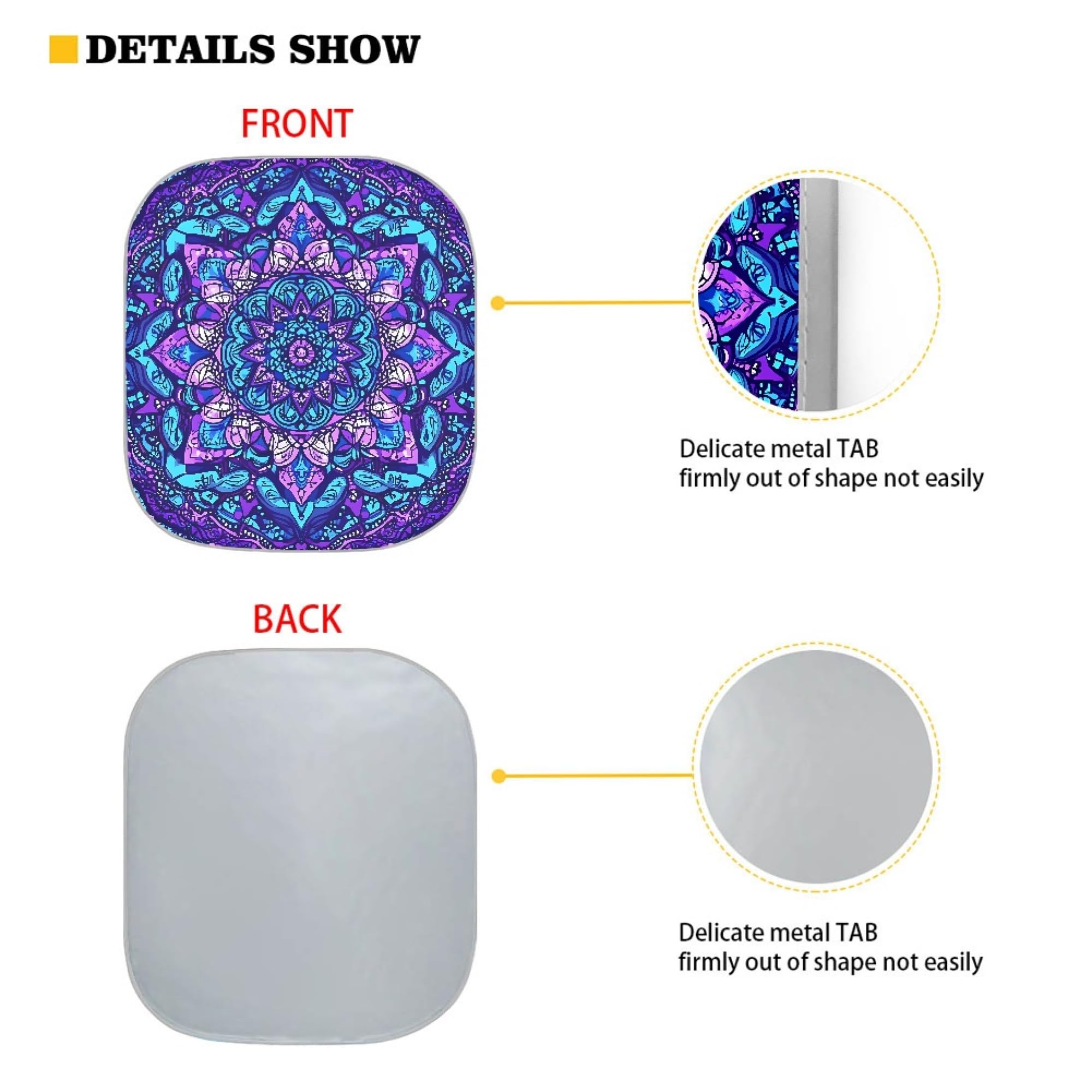HUISEFOR Mandala Purple Windshield Sun Shade for Auto, Purple Car Sunshade Sun Visor Front Windshield Cover, Great for Outdoor T