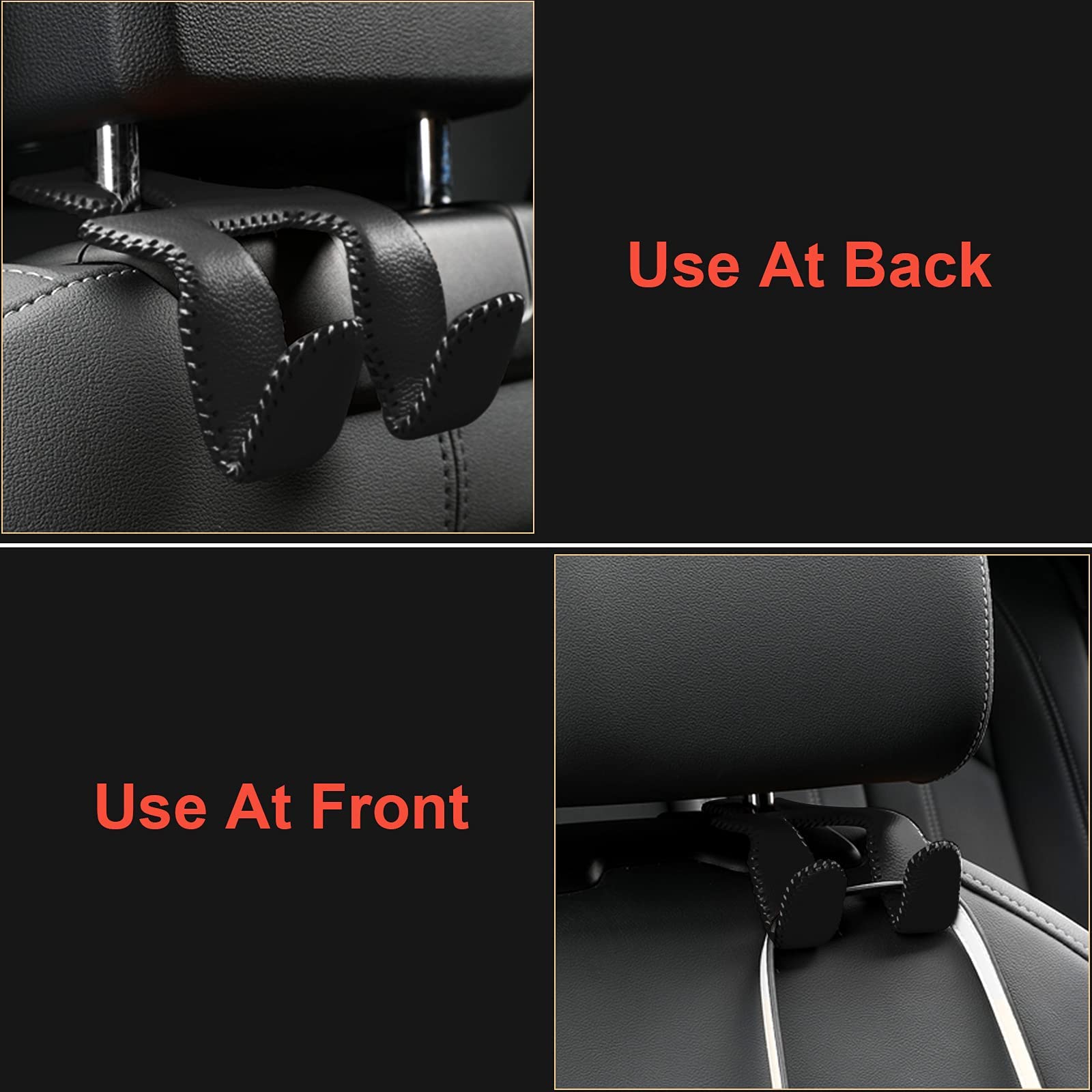 Amvoyoa ?2021 Upgraded? Car Purse Hook, 2 In 1 Car Seat Headrest Hooks Durable Hanger Storage Holder Leather Organizer For Hangi