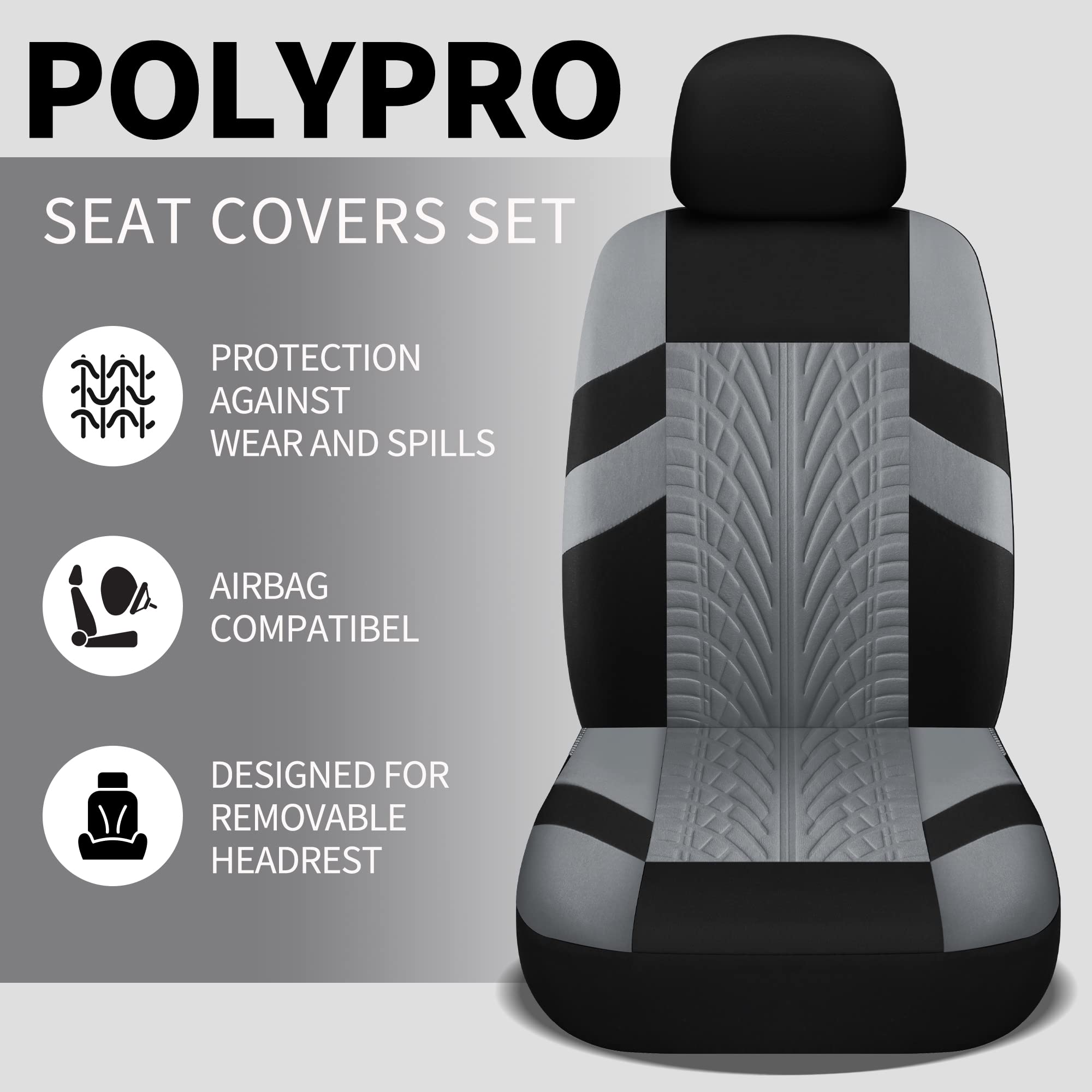 Pariitadin Car Seat Covers Full Set, Washable And Breathable Premium Cloth Automotive Vehicle Seat Cover For Car Interior, Universal Fit For Most Cars, Sedan, Truck, Suv(Black/Gray)