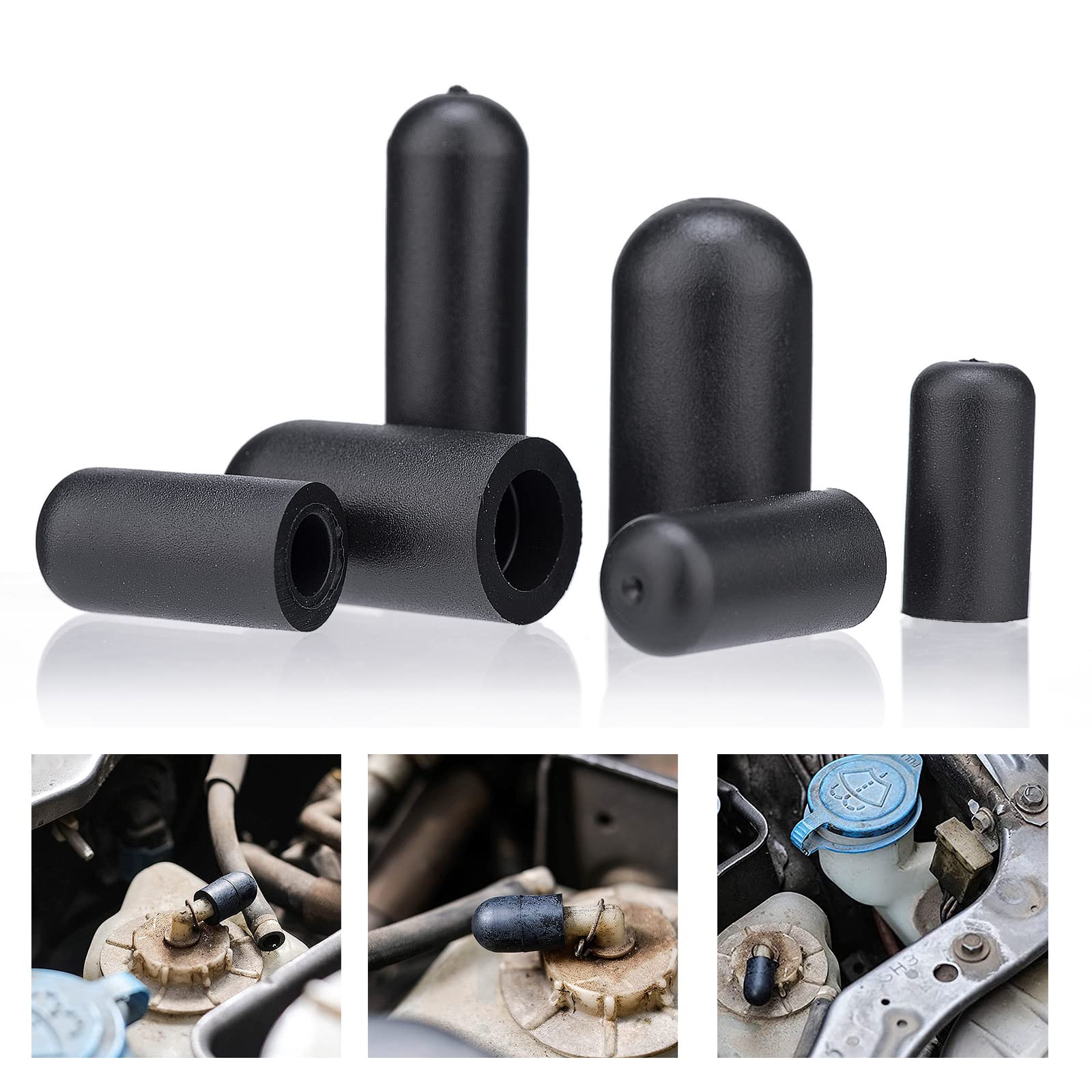 BUSY-CORNER 120 Pieces Rubber Vacuum Cap Assortment 10 Sizes Tube OD from 1/8'' to 1/2'' Sizes Automotive Carb Line Hose Caps Ki
