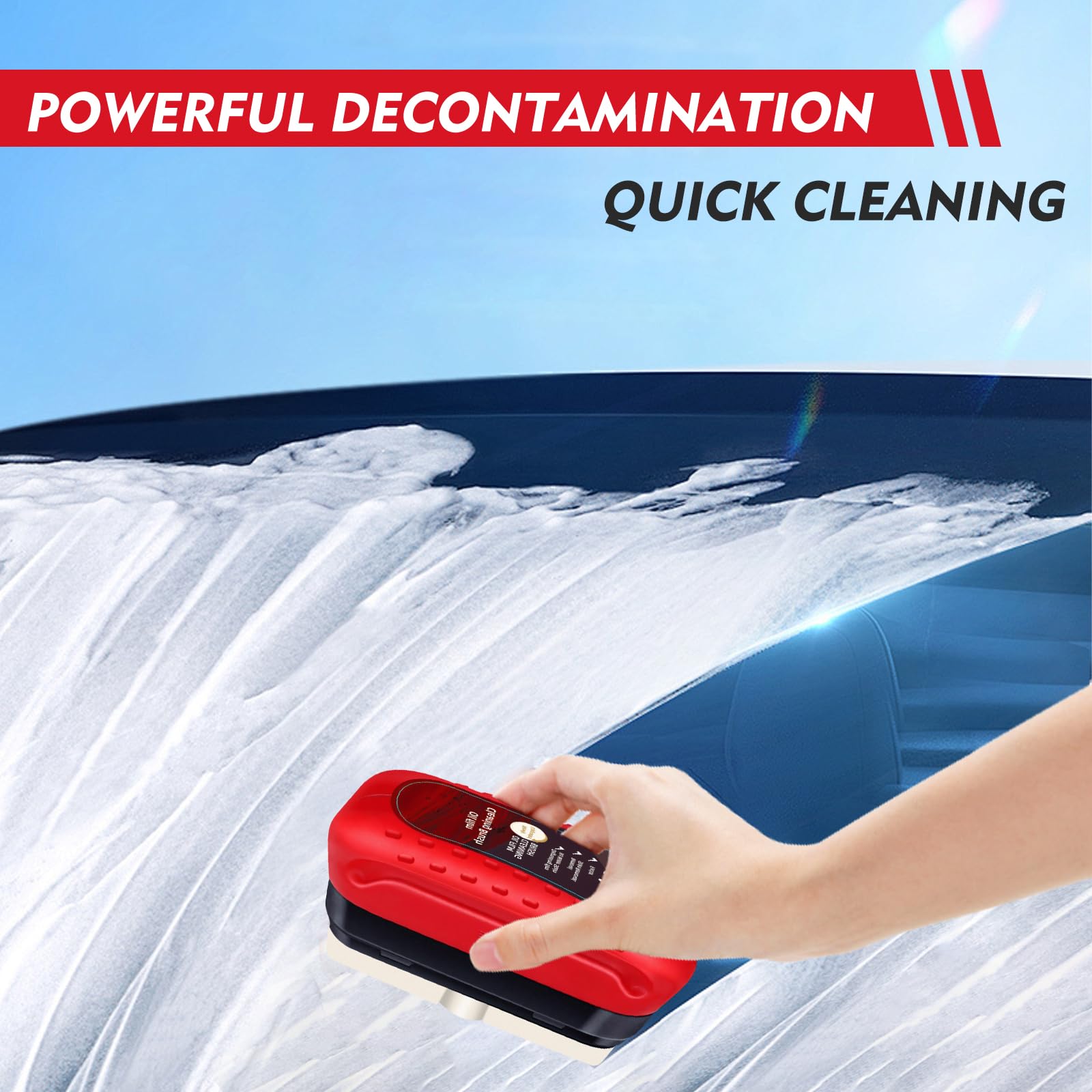 Automotive Oil Film Cleaning Brush with Reusable Foam Sprayer, Upgraded Antifog Glass Cleaning Board, Glass Oil Film Remover for