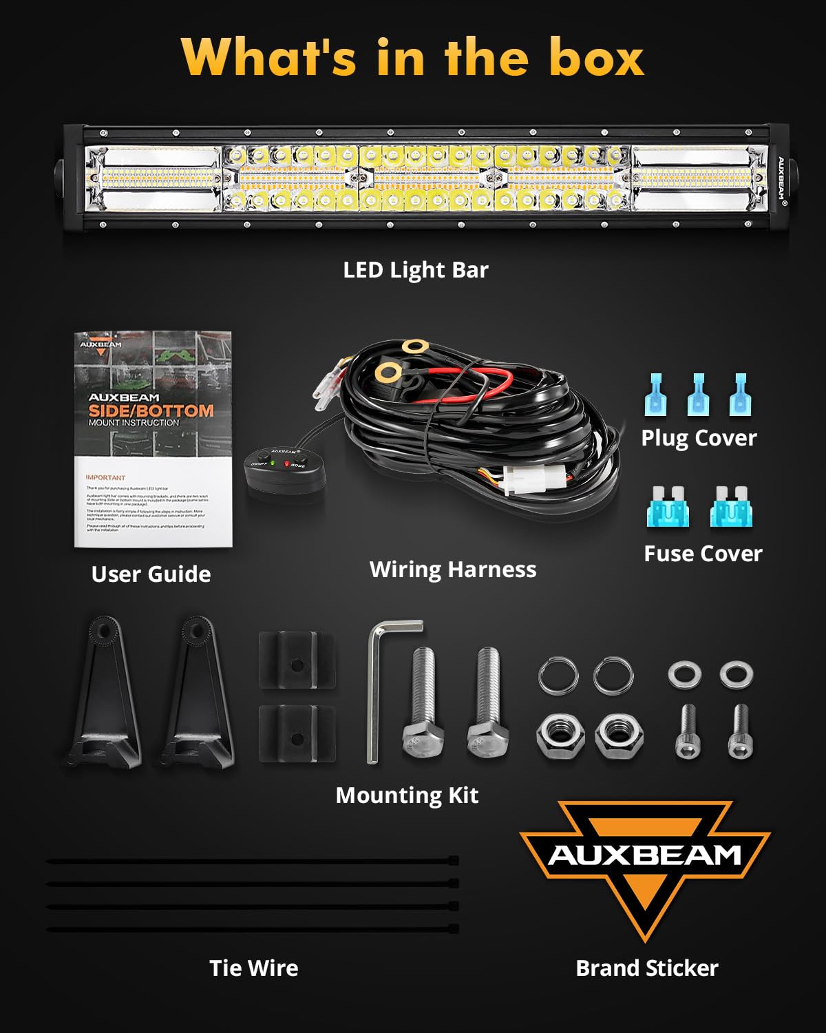 Auxbeam 22" 120W LED Light Bar - Dual Color Amber White Strobe Spot Flood Off-Road Lighting for 4x4 SUV UTV ATV Trucks
