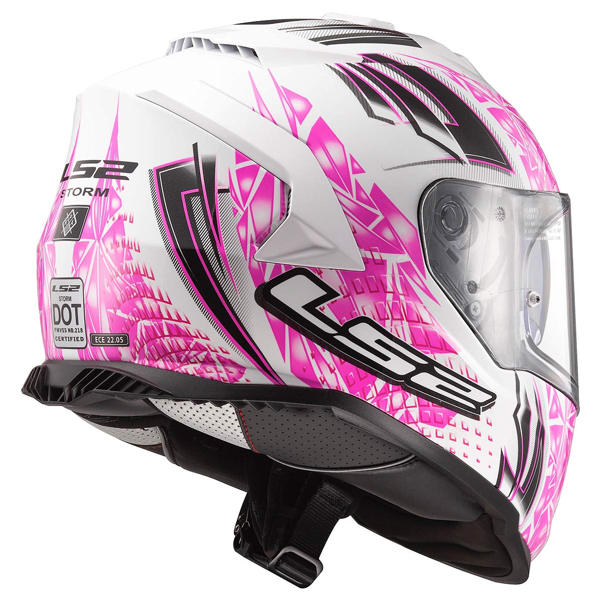 LS2 Helmets Assault Full Face Motorcycle Helmet, 2X-Large, Galaxy Gloss White/Pink, Kinetic Polymer Alloy, Model 800-1506