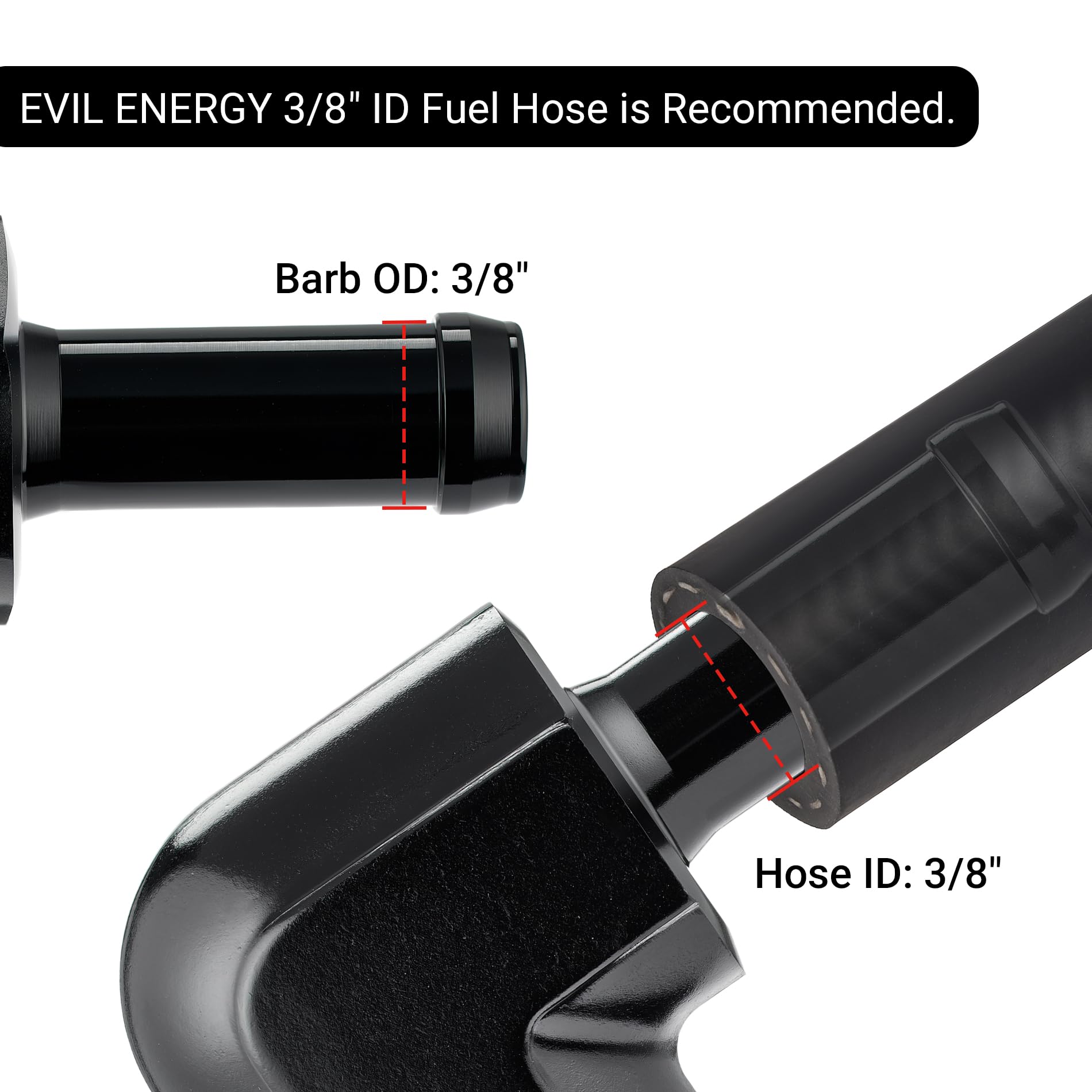 EVIL ENERGY 10AN Female to 3/8" Barb Hose Fitting 90 Degree Swivel Connector