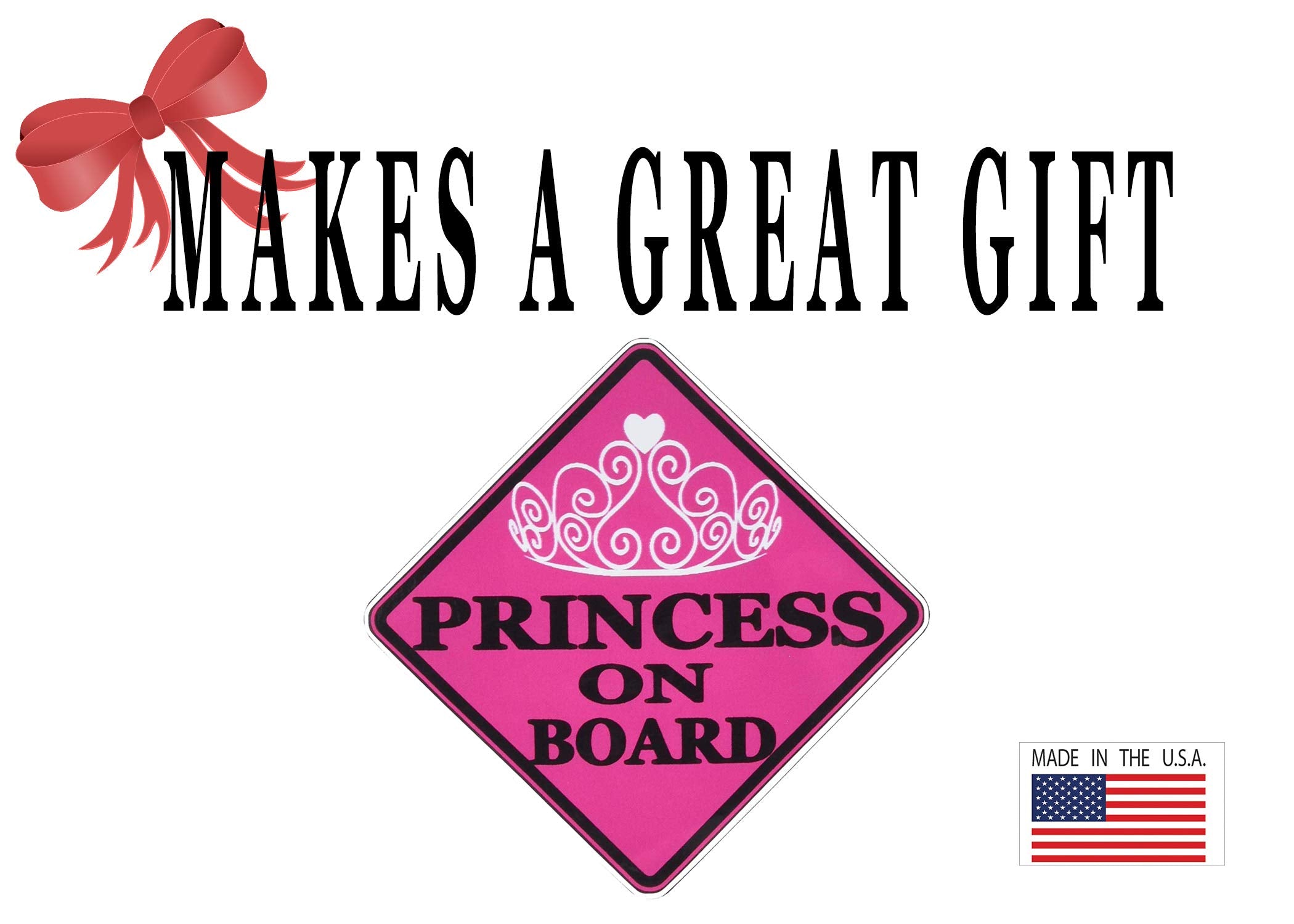 Rogue River Tactical Pink Princess On Board Sticker - Vinyl Car Decal for Safety - Model KDWVM1127 - Perfect for Girls and Daughters