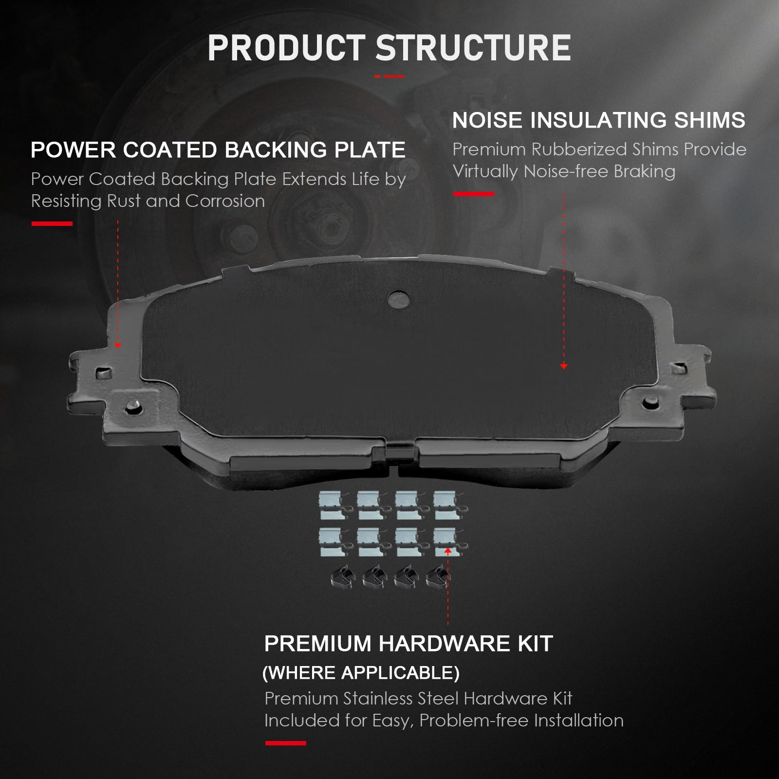 Cciyu D1210 D1423 Front Rear Ceramic Brake Pads Kits 8Pcs Fit For 2016 For Toyota Corolla