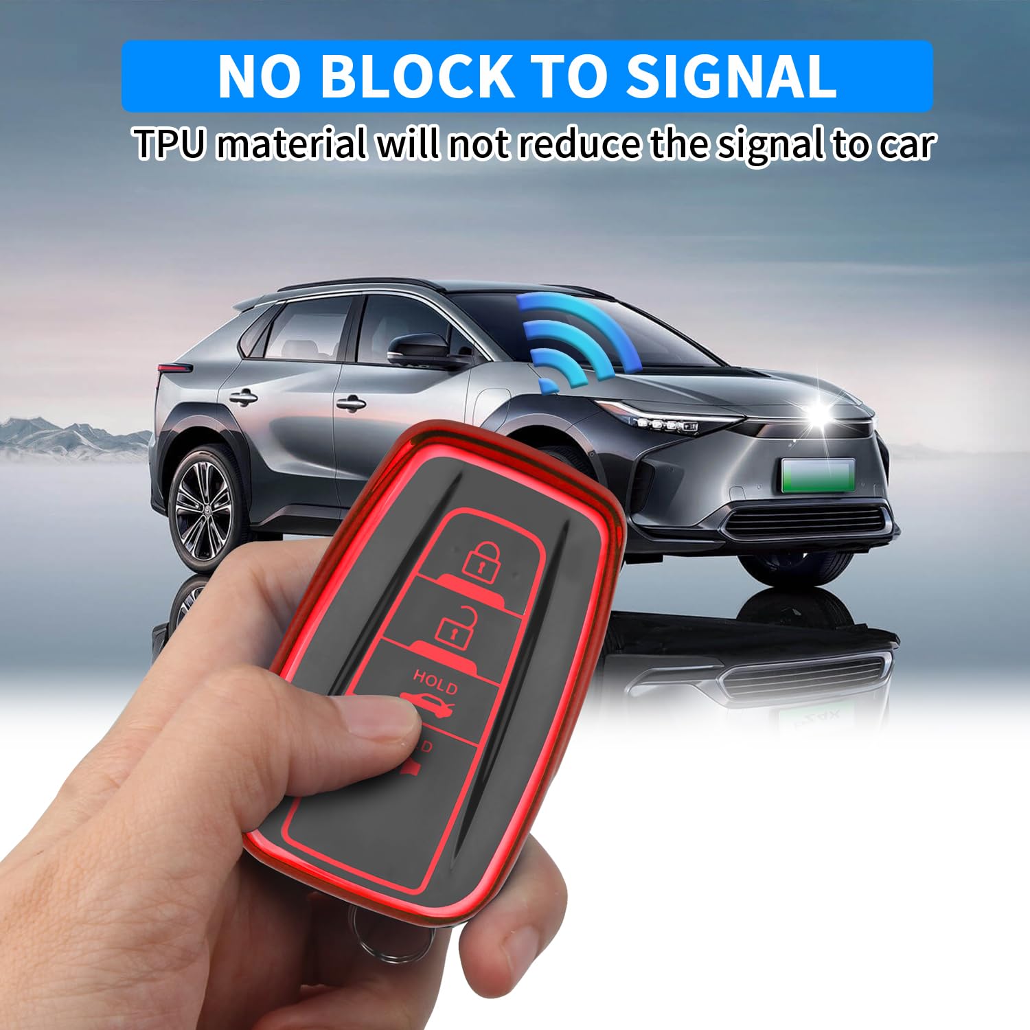 Qbuc For Toyota Key Fob Cover With Keychain Premium Tpu Key Fob Case Suitable For 2018-2024 Highlander Rav4 Camry Avalon C-Hr Co