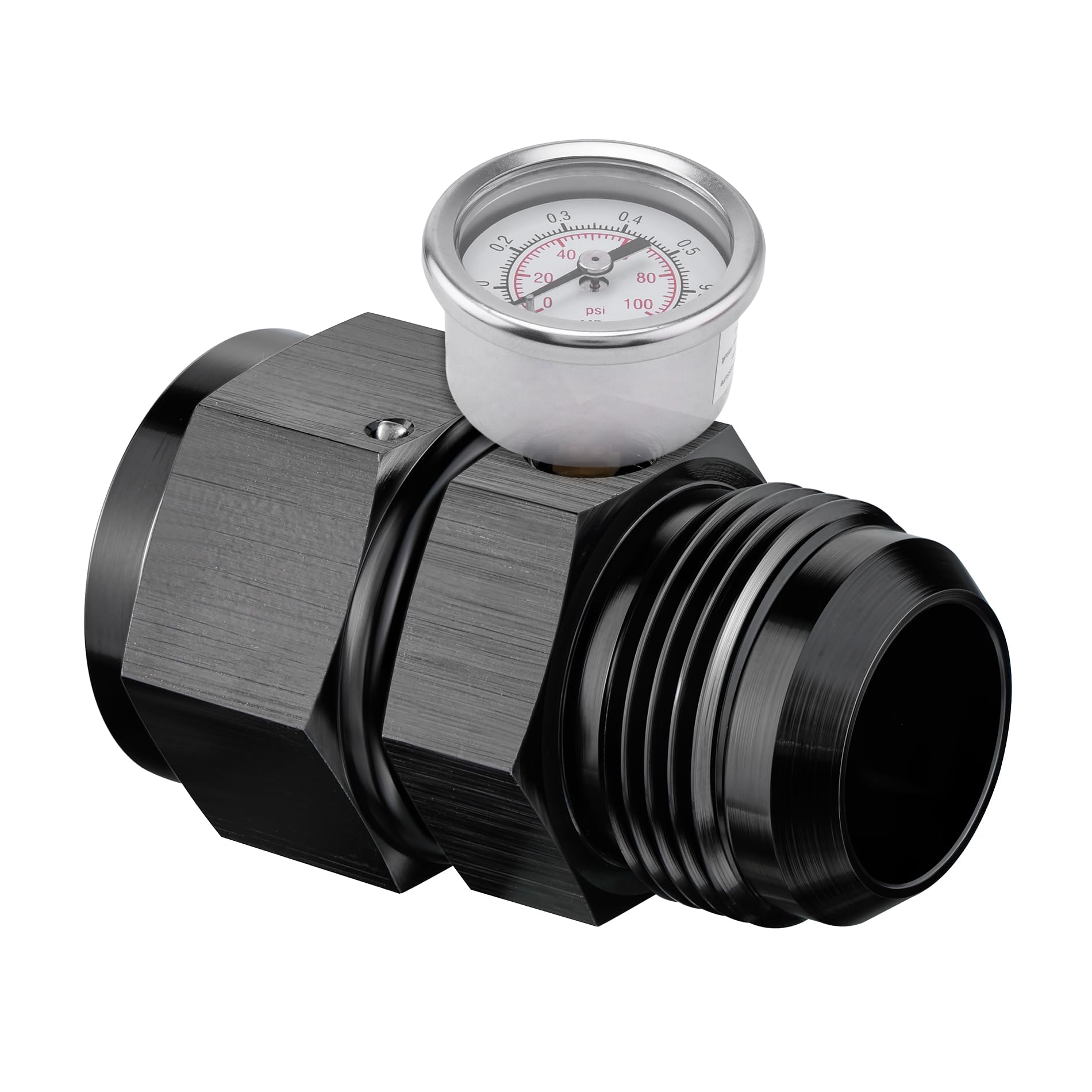 Evil Energy 16An Male Flare To -16 Female Swivel With 1/8 Npt Gauge Port Fuel Pressure Take Off Fitting Adapter Aluminum