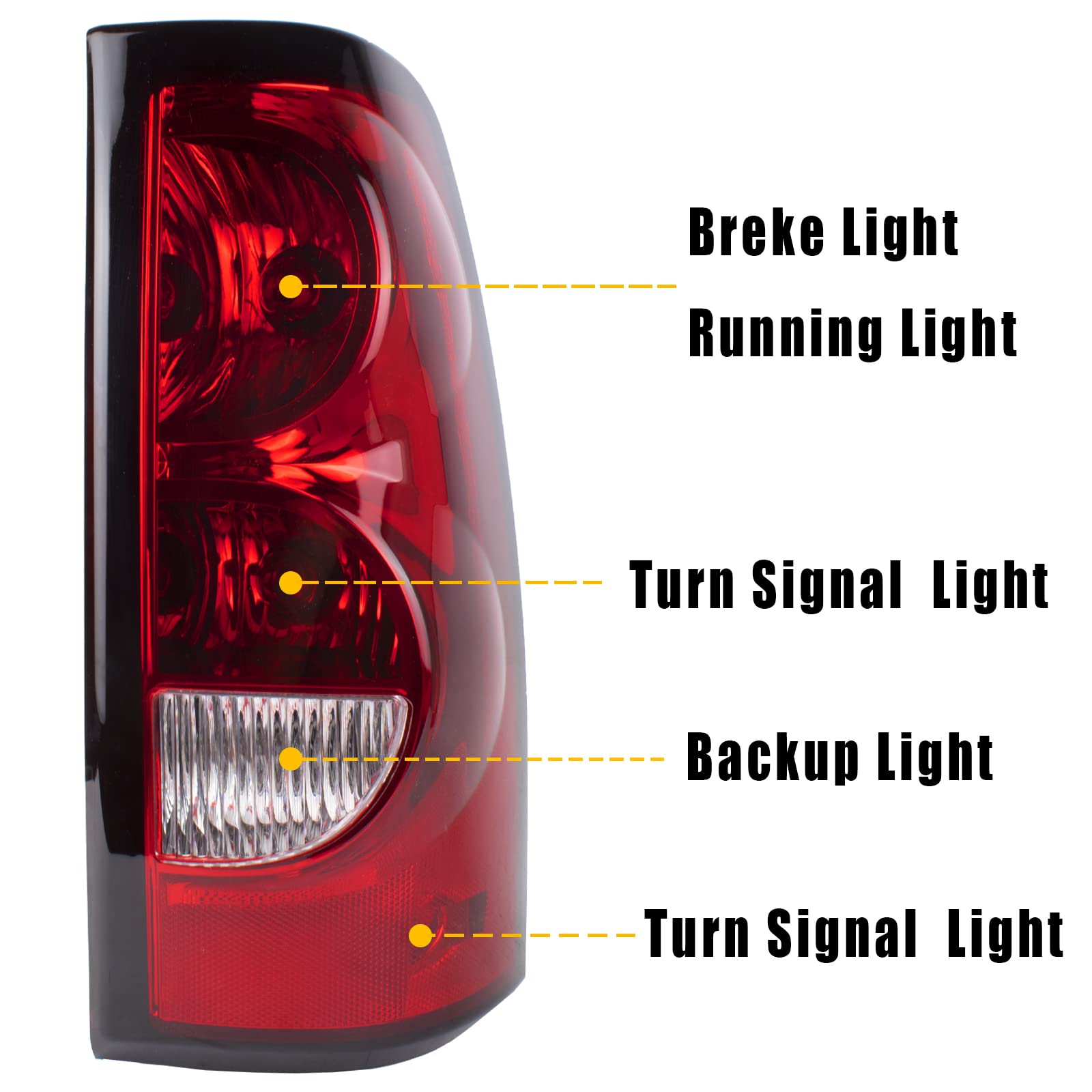 Boine Compatible With 2003 2004 2005 2006 Chevy Silverado 1500 2500 3500 Driver And Passenger Side Tail Light - Bulb And Harness