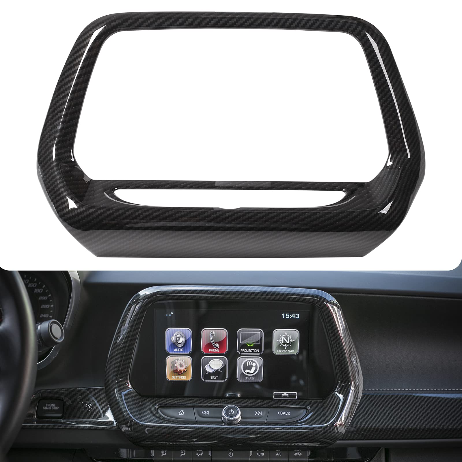RT-TCZ Navigation GPS Large Screen Panel Frame Cover Carbon Fiber Interior Accessories for Chevrolet Camaro 2017 2018 2019 2020 