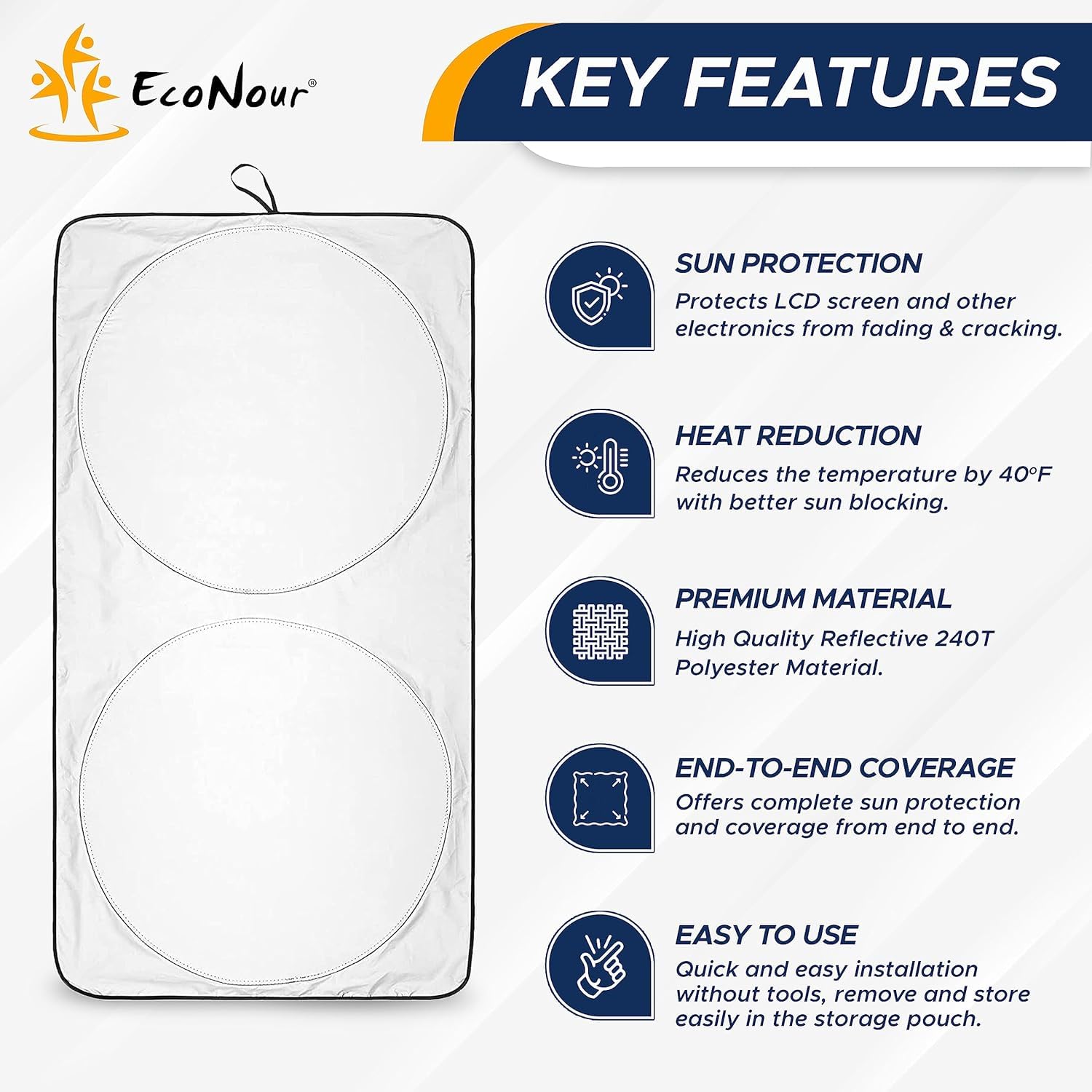 Econour Foldable Car Windshield Sunshade | Sun Shade For Car Windows Blocks Uv Rays And Keeps The Heat Out | Foldable Essential