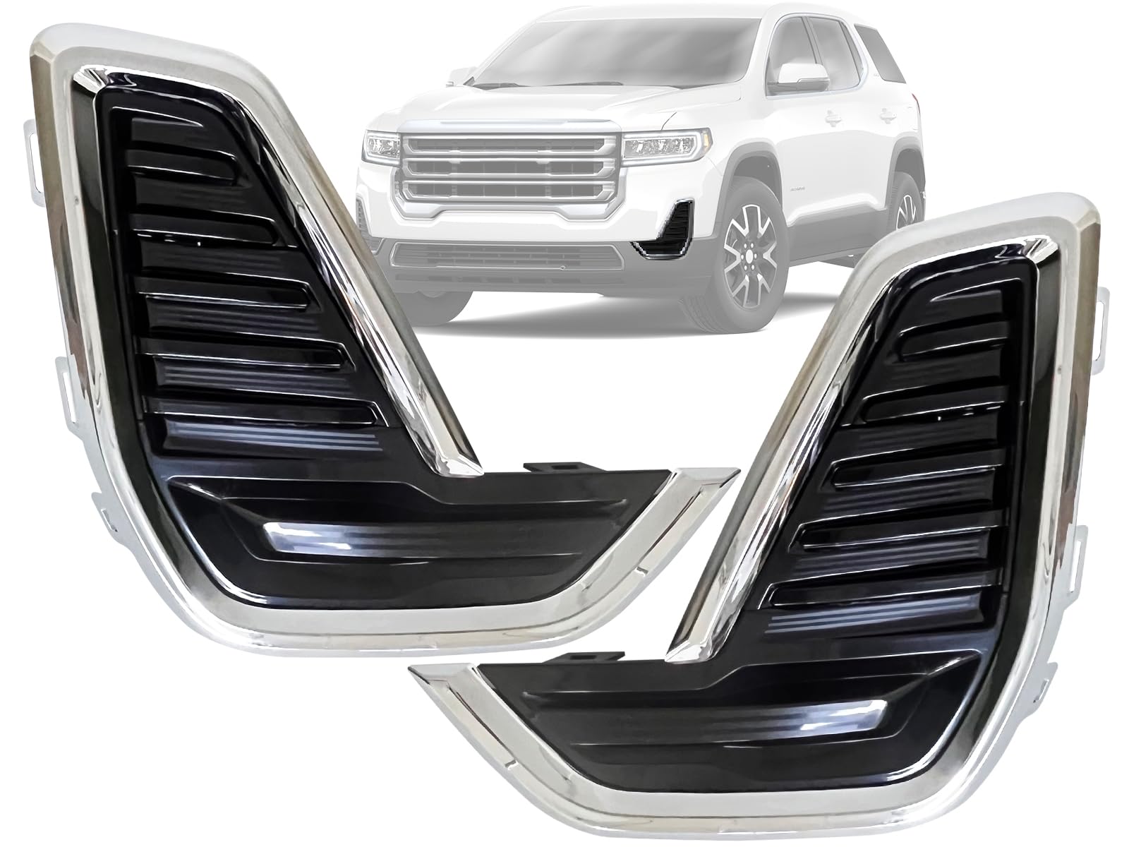 Auto Parts Avenue APA Replacement Fog Light Hole Cover With Chrome Rim for 2020 2021 2022 2023 Acadia Passenger Driver PAIR 8492