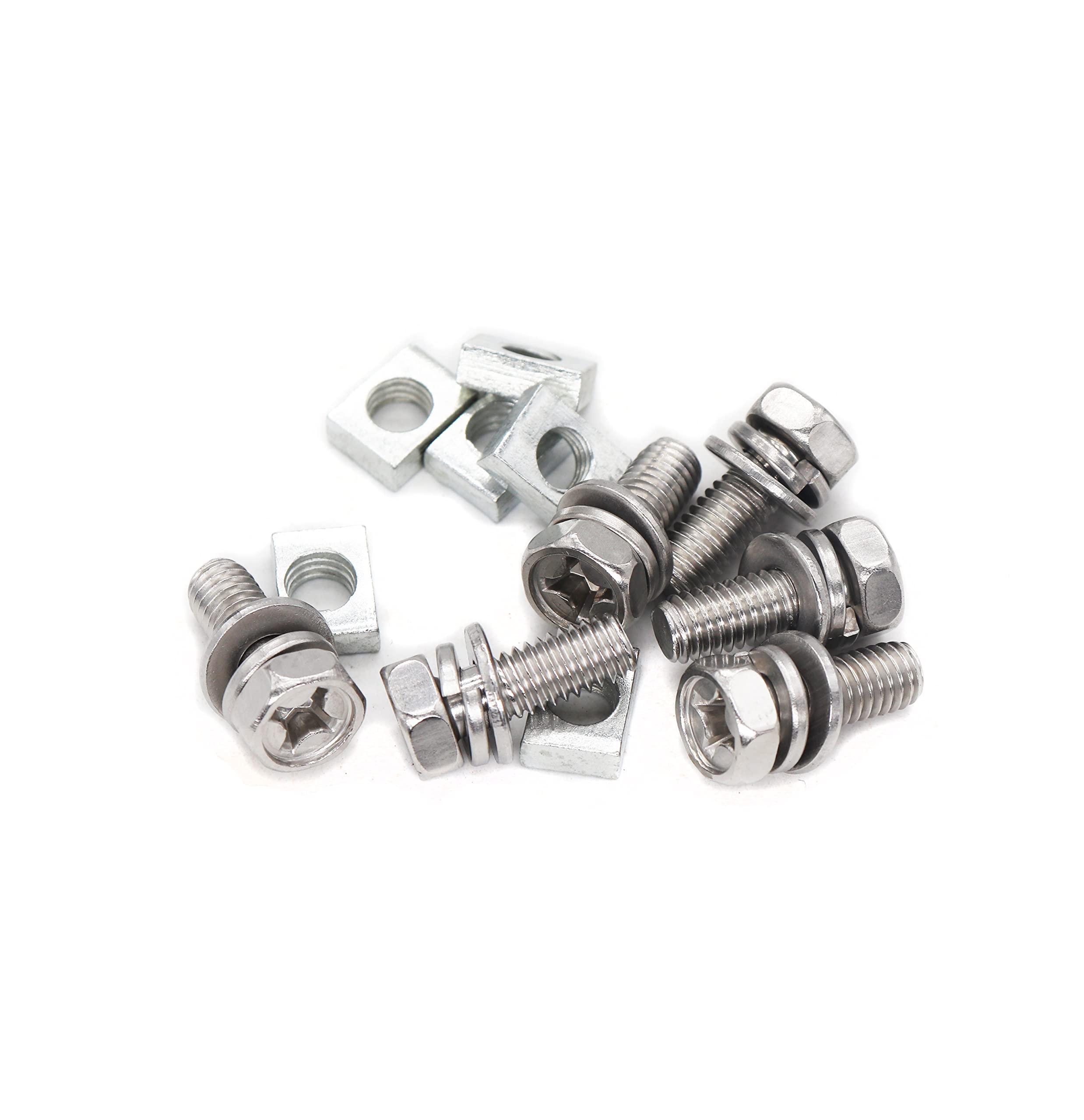 binifiMux M5 Battery Terminal Bolts and Nuts, Stainless Steel, 10-Pack, Silver Tone, Model CF-991