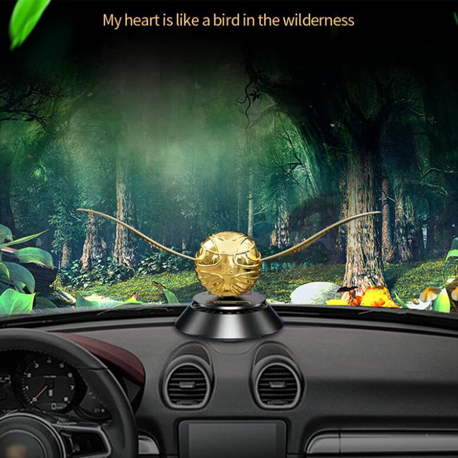 Kwak's Solar Car Air Freshener with Swinging Wings, Gold, 1 Count, Model QTT285-US, Auto Decoration Accessories