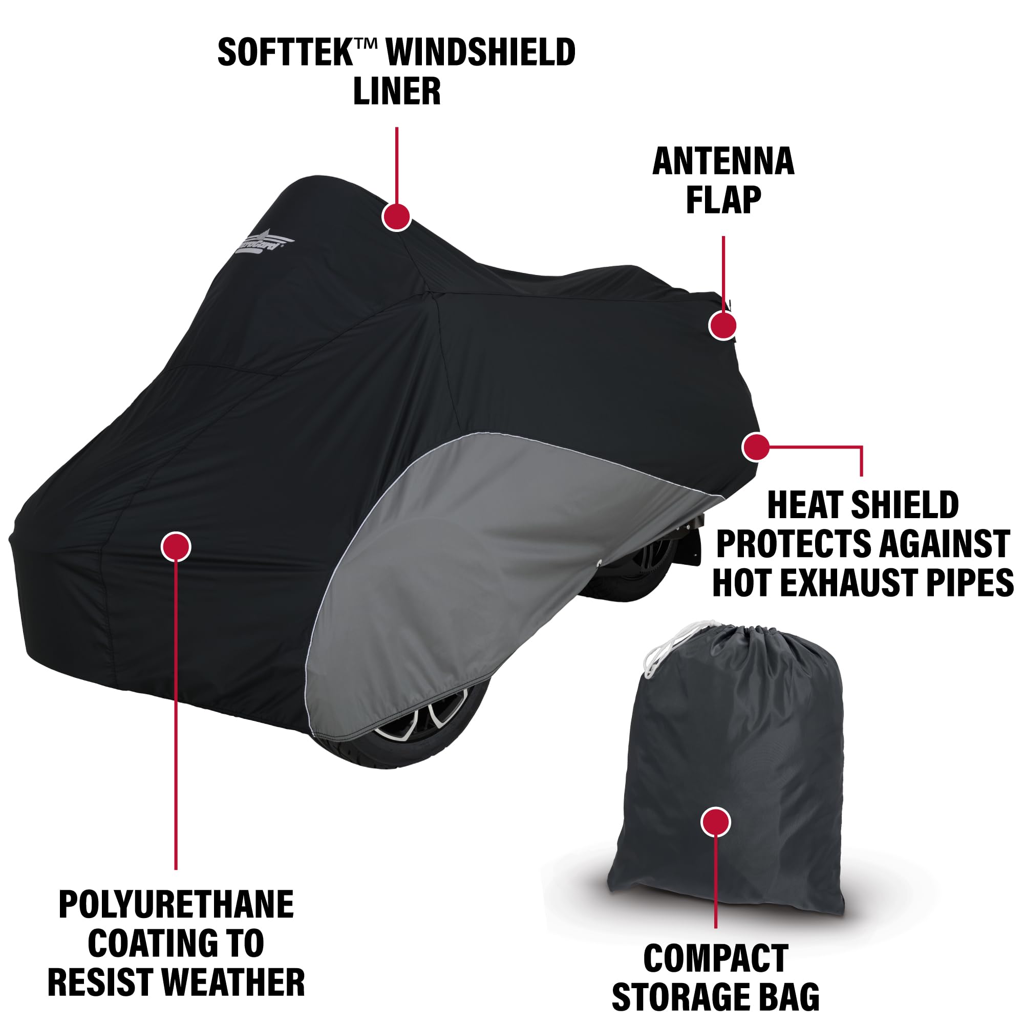 Ultragard Custom-Fit Can-Am Spyder Rt Cover 2020+ - Uv-Stable, Weather-Resistant Black/Charcoal Polyester With Softtek Windshiel