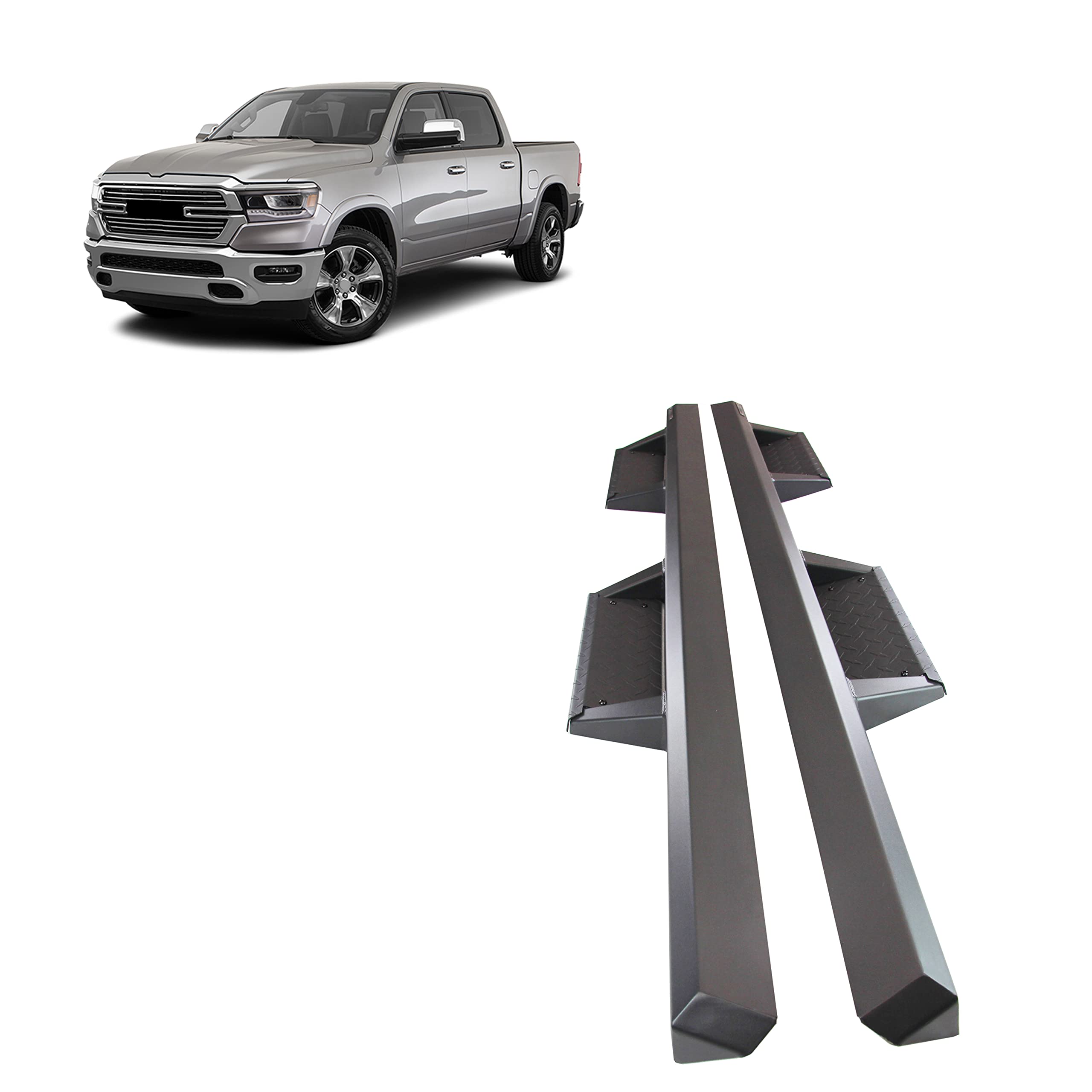 Black Horse Off Road Impact Heavy Duty Drop Side Steps Black Compatible With 2019-2023 Ram 1500 (Excl. 19-20 Ram 1500 Classic)-Im-Doracc-19