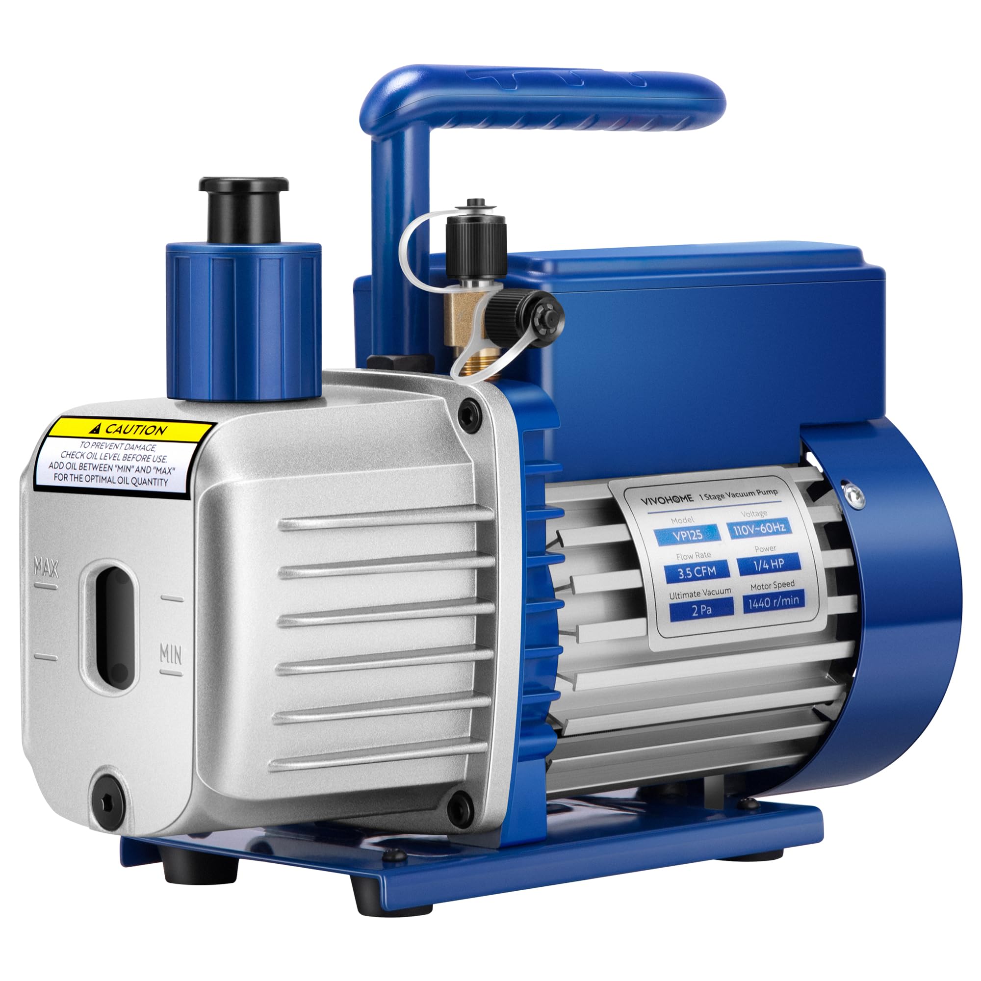 VIVOHOME 3/4 HP 7.2 CFM 2 Stage A2L HVAC Vacuum Pump, Sparkless Motor for R32 R1234yf R454B R134a R22 R410a Systems, Auto AC Vac