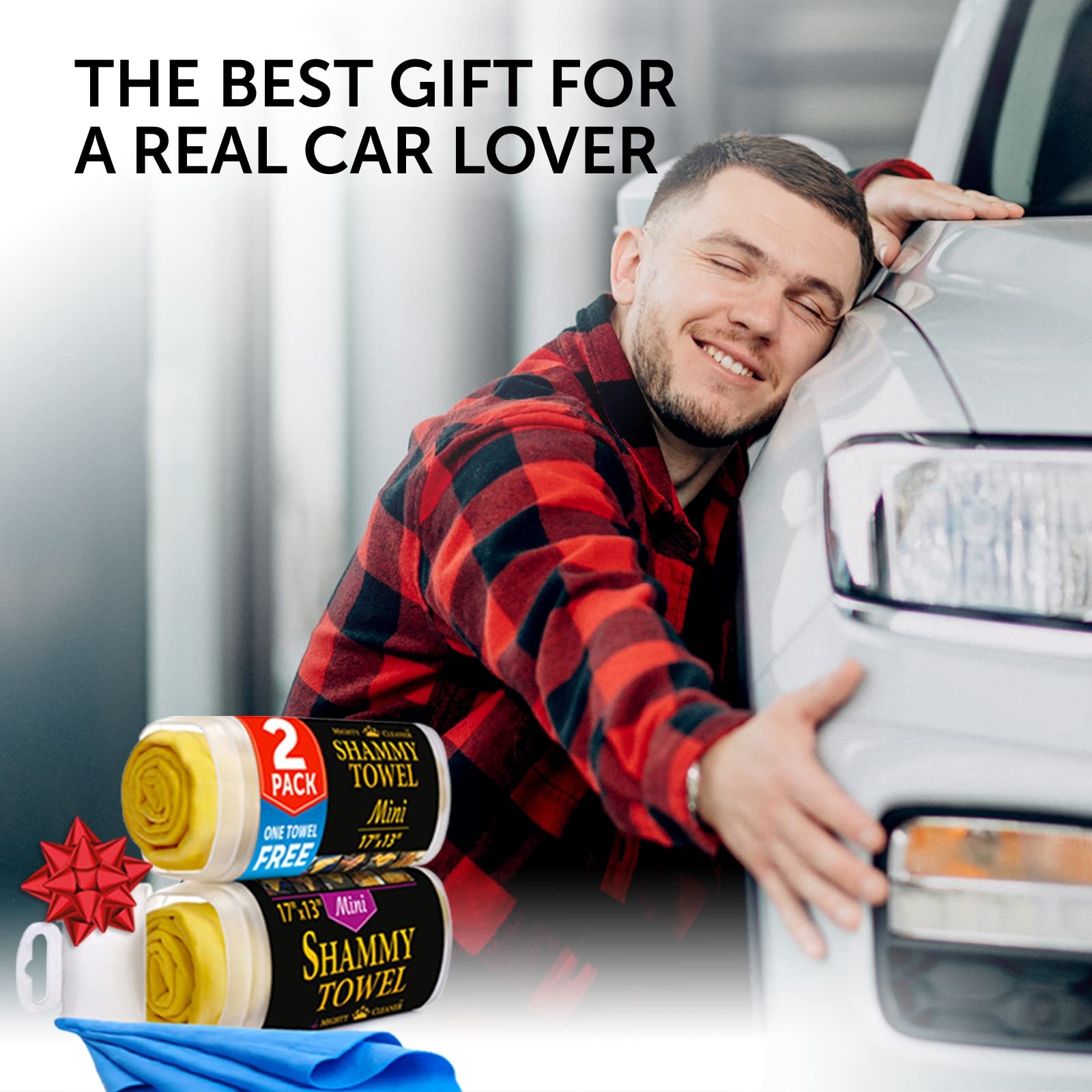 Premium 2Pk Mini +1 Free Shammy Cloth For Car Drying - (17X13) - Super Absorbent Chamois Towel For Car - Reusable Shammy Towel F