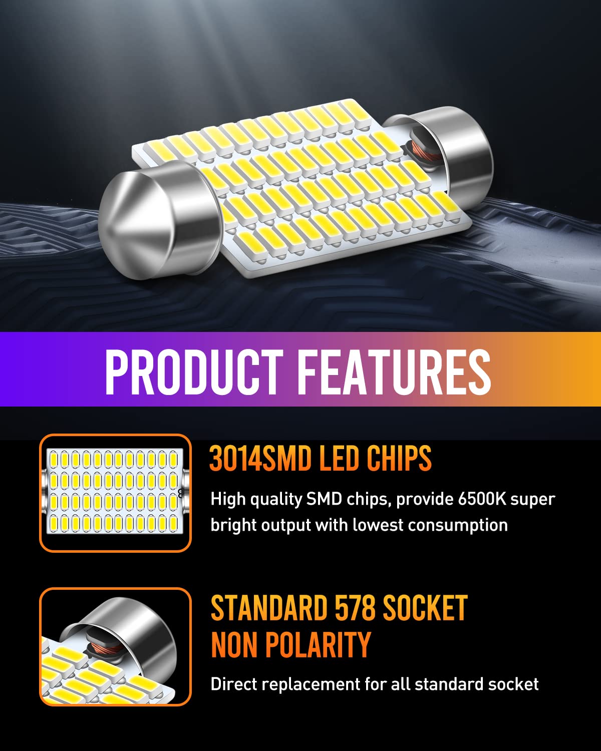 Luyed 578 211-2 Led Bulbs Warm White 570 Lumens Super Bright 48-Ex 3014 Chipsets 569 212-2 6413 Led Bulbs Used For Led Interior