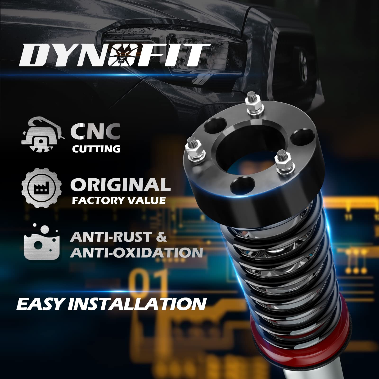 Dynofit 3''F+2''R Full Lift Kits For 2007-2024 Silverado 1500 Gmc Sierra 1500 2Wd/4Wd, 3 Inch Front And 2 Inch Rear Strut Spacer