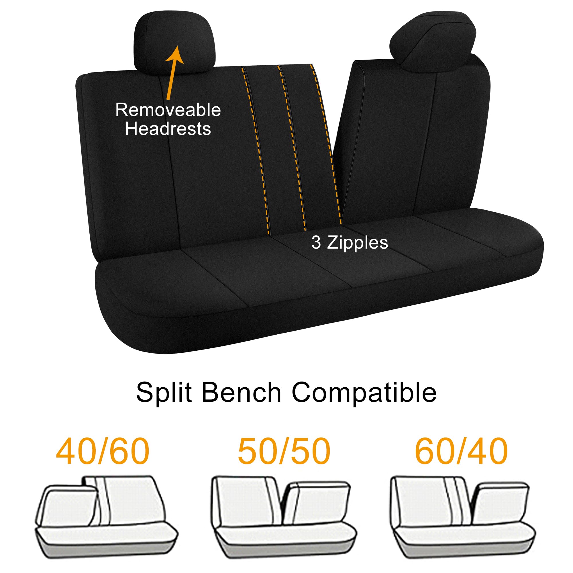 Pariitadin Waterproof Car Seat Covers Full Set, Neoprene Seat Covers for Cars, Universal Fit Interior Covers for Most Cars Sedan