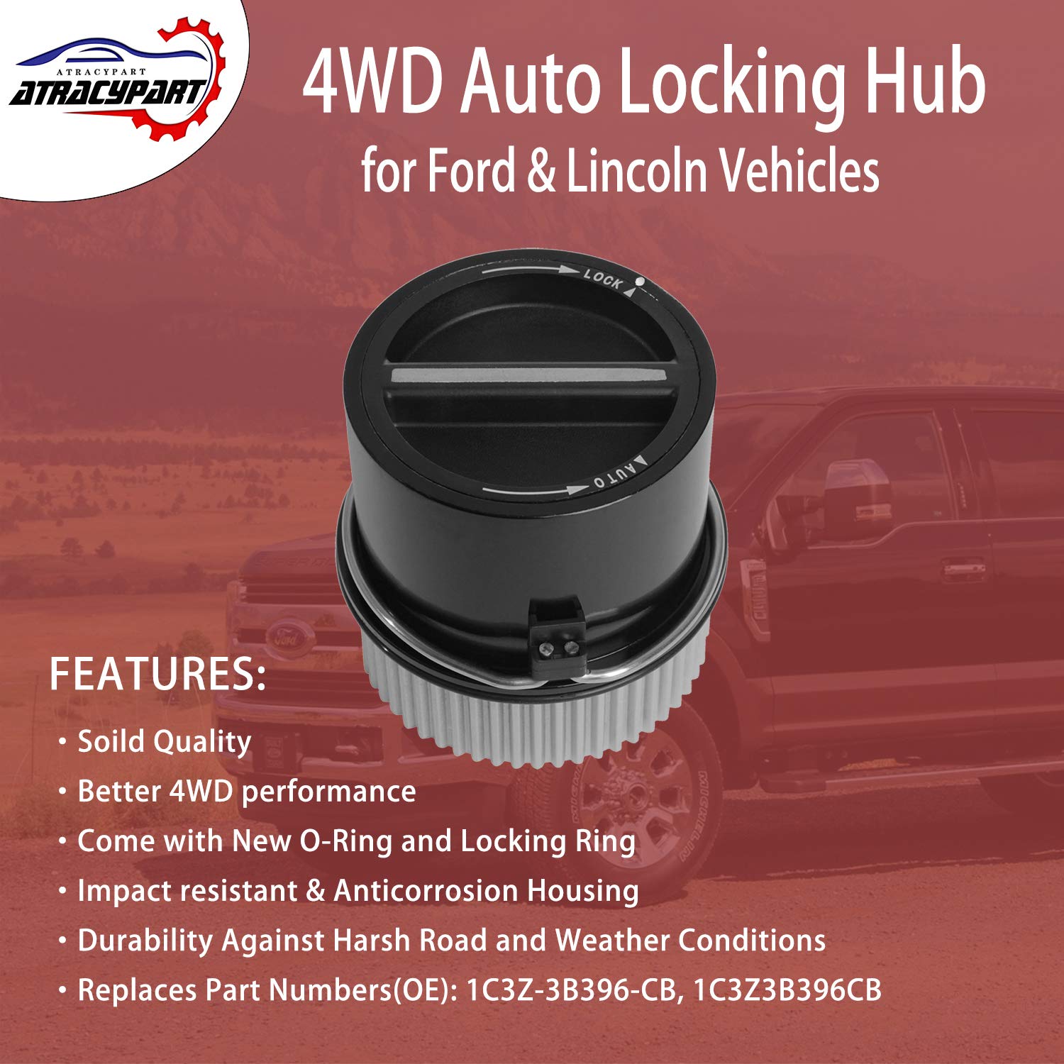 4WD Locking Hub Front Lock Hub Assembly - Compatible with 1999-2004 Ford F250 F350 F450 F550 Super Duty, 00-05 Excursion, 01-02