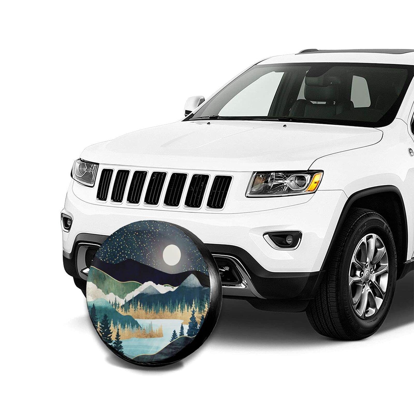 Cozipink Abstract Mountains Deer Lake Landscape Spare Tire Cover Wheel Protectors Weatherproof Wheel Covers Universal Fit For Trailer Rv Suv Truck Camper Travel Trailers Accessories 14In