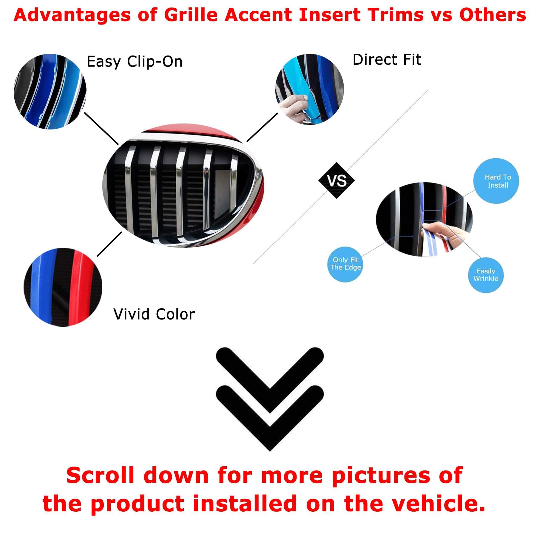 Ijdmtoy Exact Fit ///M-Colored Grille Insert Trims Compatible With 2014-2018 Bmw F15 X5 And 2015-2016 Bmw F16 X6 (Does Not Fit 2
