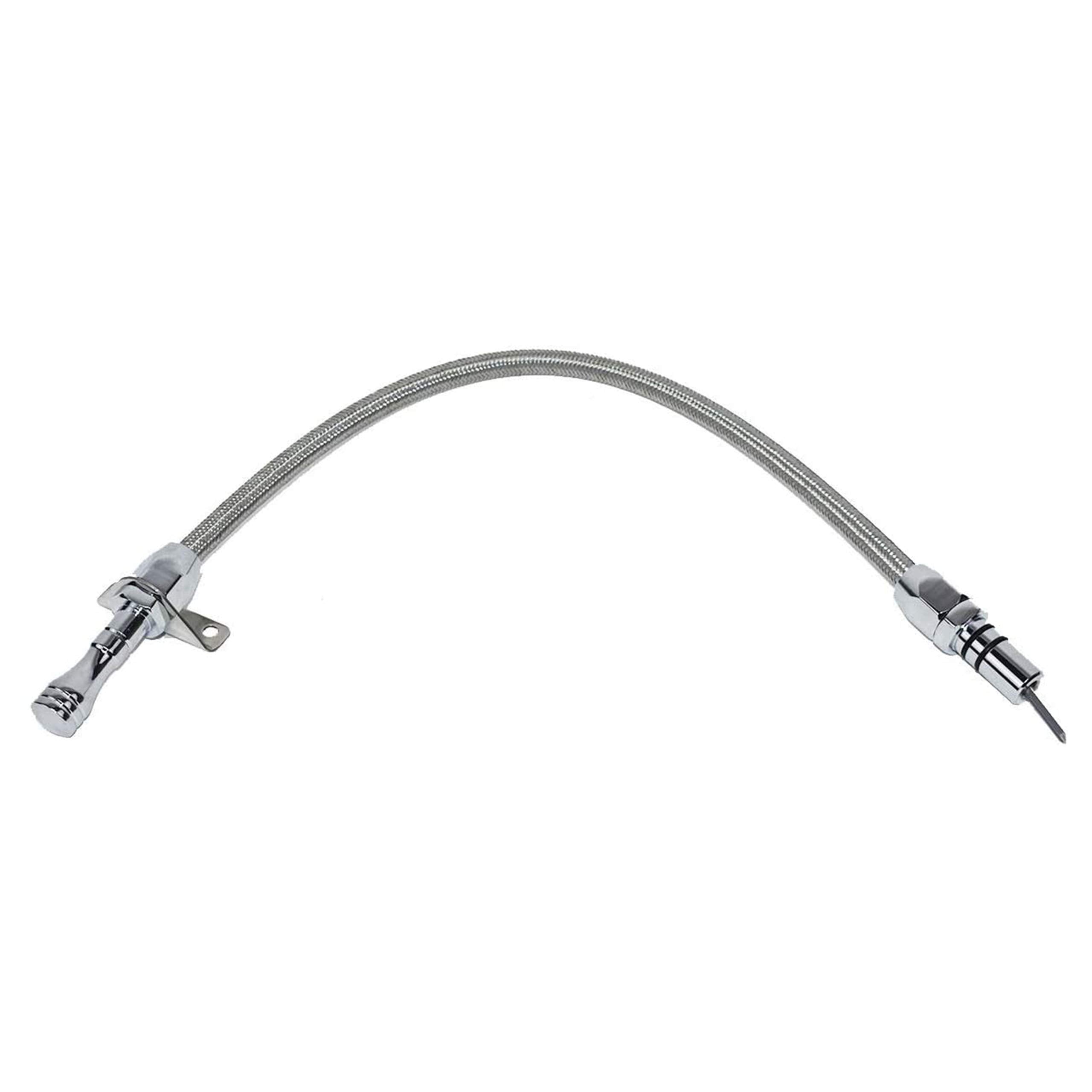 A-Team Performance - Transmission Dipstick Oil Tube Flexible Braided Stainless Steel Firewall Mount - Compatible with Chevrolet