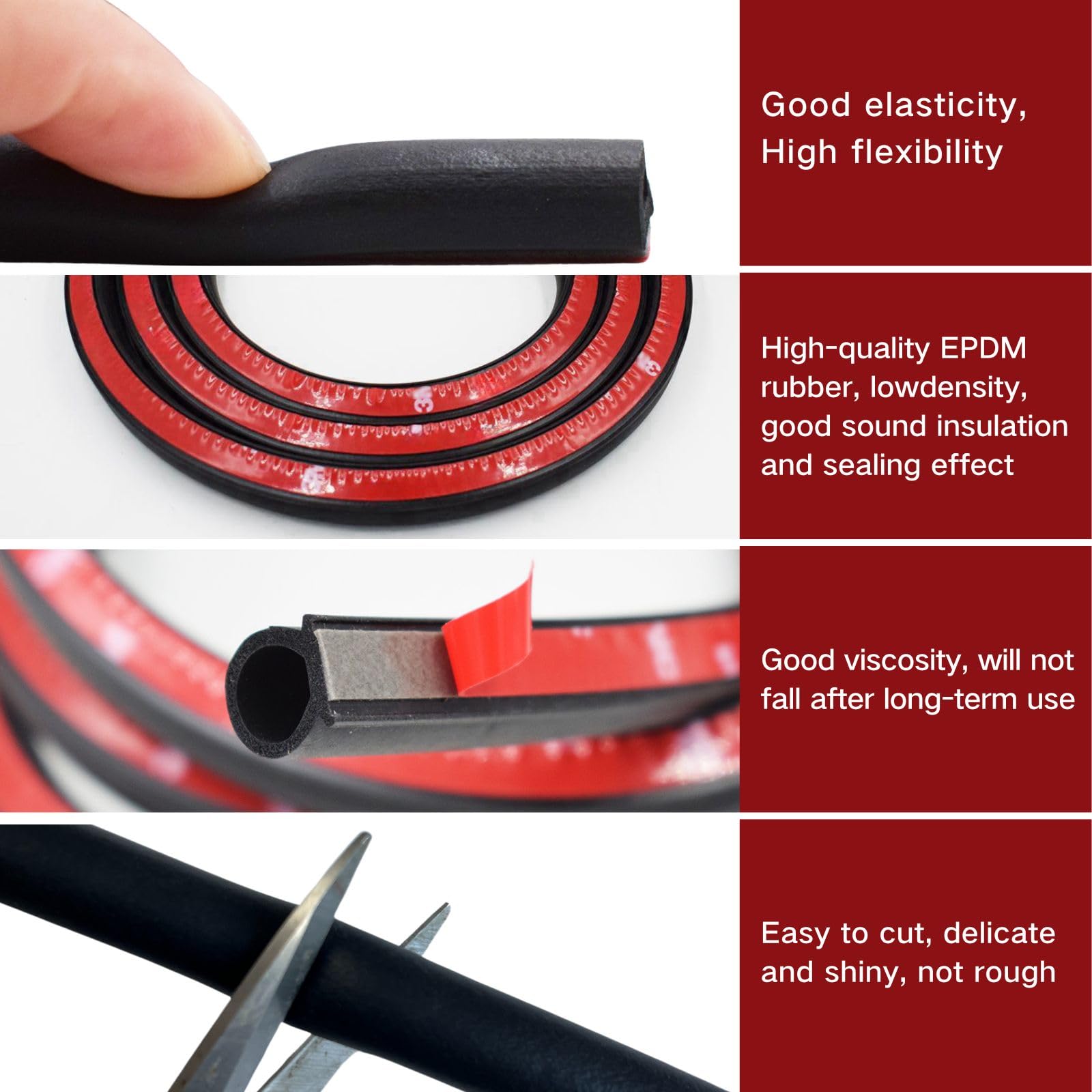Kaixuan Automotive Universal New Weather Stripping Epdm Rubber Seal Strip D-Shape Self Adhesive Car Truck Door Window Weather St