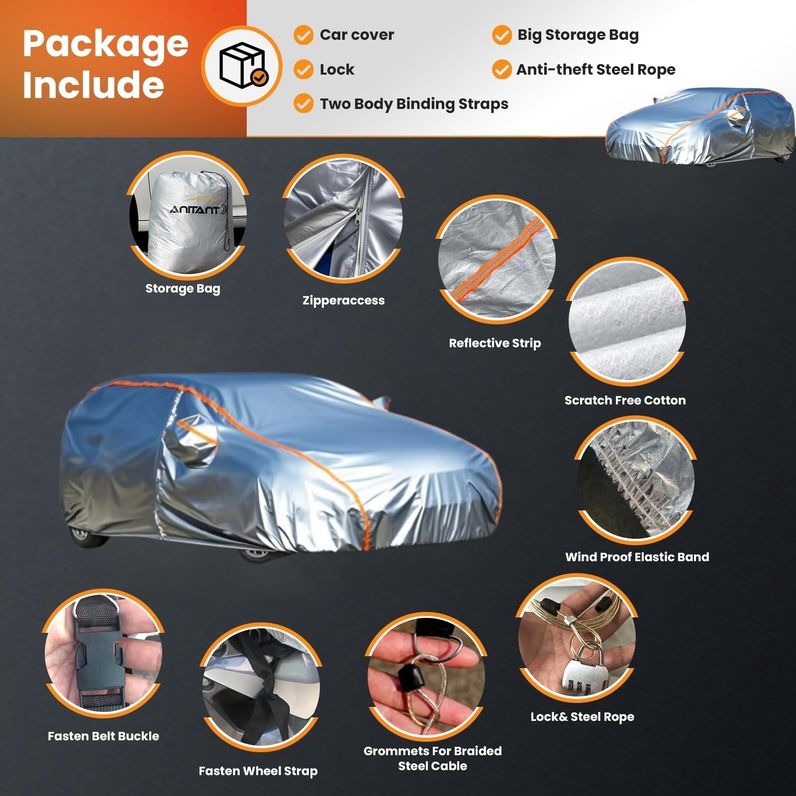 Anitant Hatchback Car Cover Car Cover For Hatchback Durability Hatchback Car Cover Car Snow Cover Car Tarps Heavy Duty Waterproo