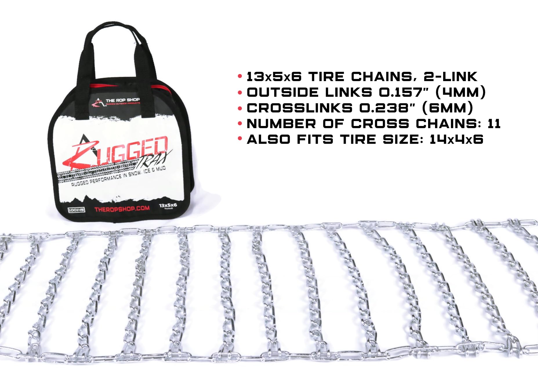 The Rop Shop | Pair Of 2 Link Tire Chains 13X5X6 For Snow Blowers, Lawn & Garden Tractors, Mowers & Riders, Utv, Atv, 4-Wheelers
