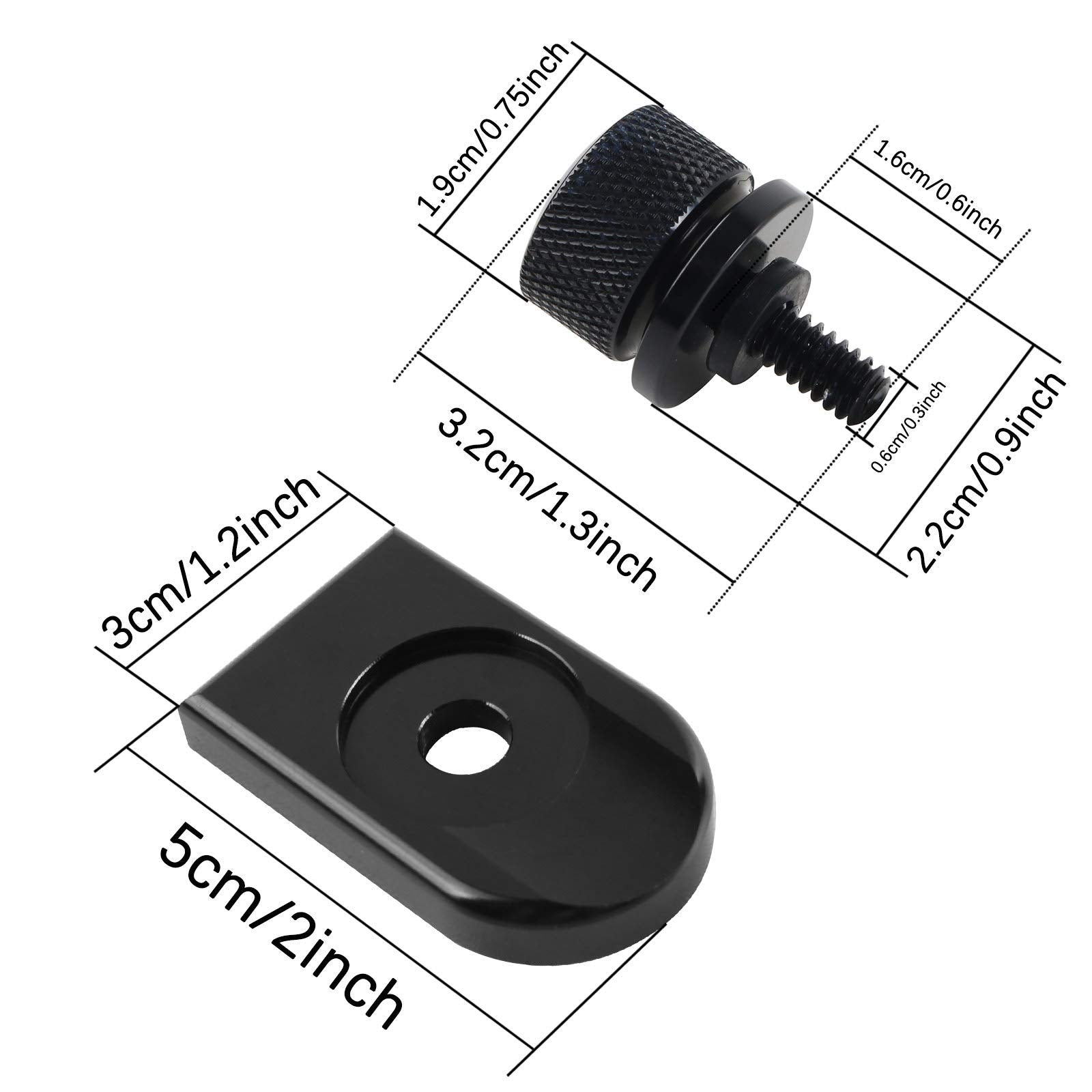 Buyinhouse Seat Bolt Tab Screw Mount Knob Cover For Harley Fatboy Road King Softail Black 1996-2021