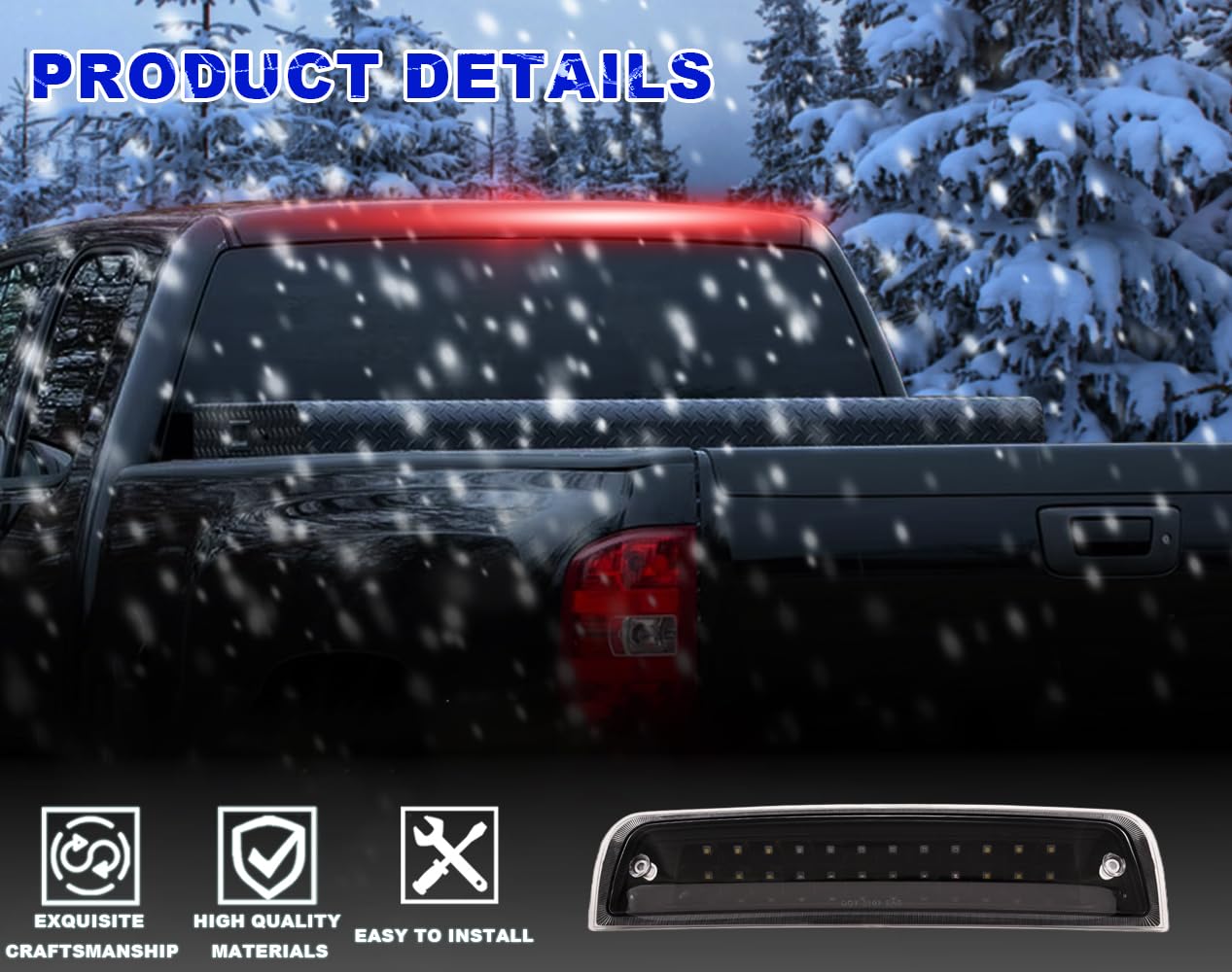 Pit66 Led 3Rd Brake Light, Compatible With 09-17 Dodge Ram 1500/10-17 Dodge Ram 2500 3500 Third Brake Stop Lamp Light Clear Lens