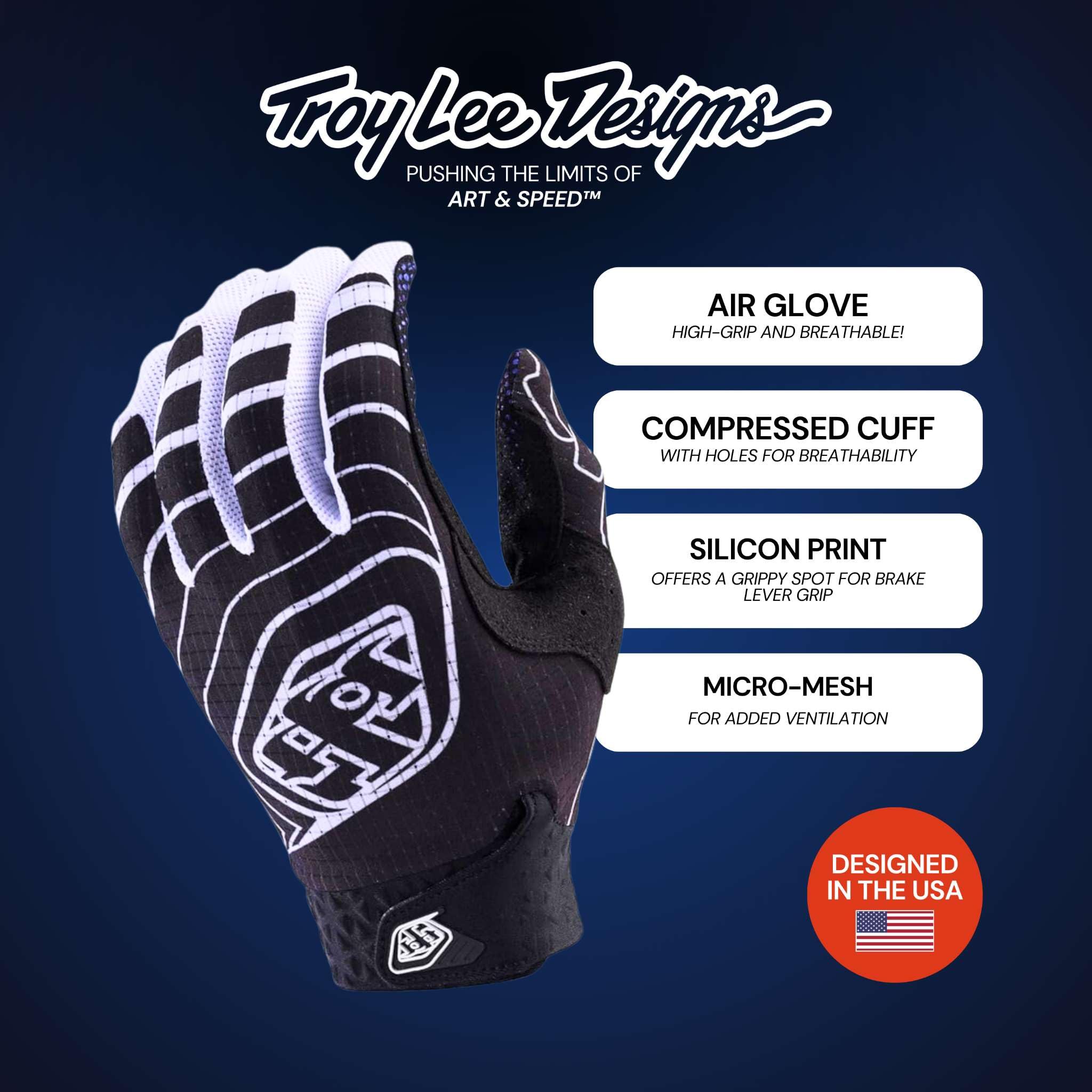 Troy Lee Designs X Oakley Vision Air Glove For Mountain Bike/Bmx/Motorcycle/Dirtbike, Breathable, Silicon Grips Air Glove; Blue