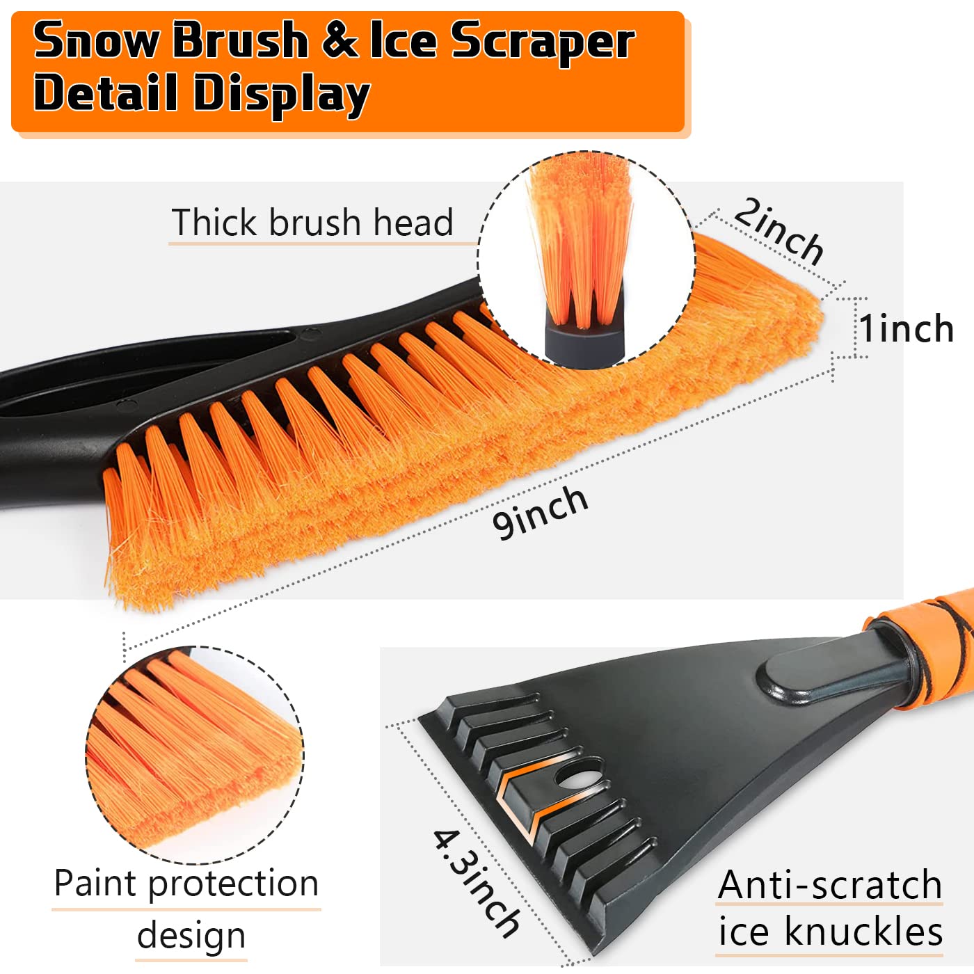 Car Snow Brush And Ice Scrapers For Car Windshield, Comfortable Foam Grip, 27'' Snow Brush For Car, Trucks, Suvs, Winter Car Acc