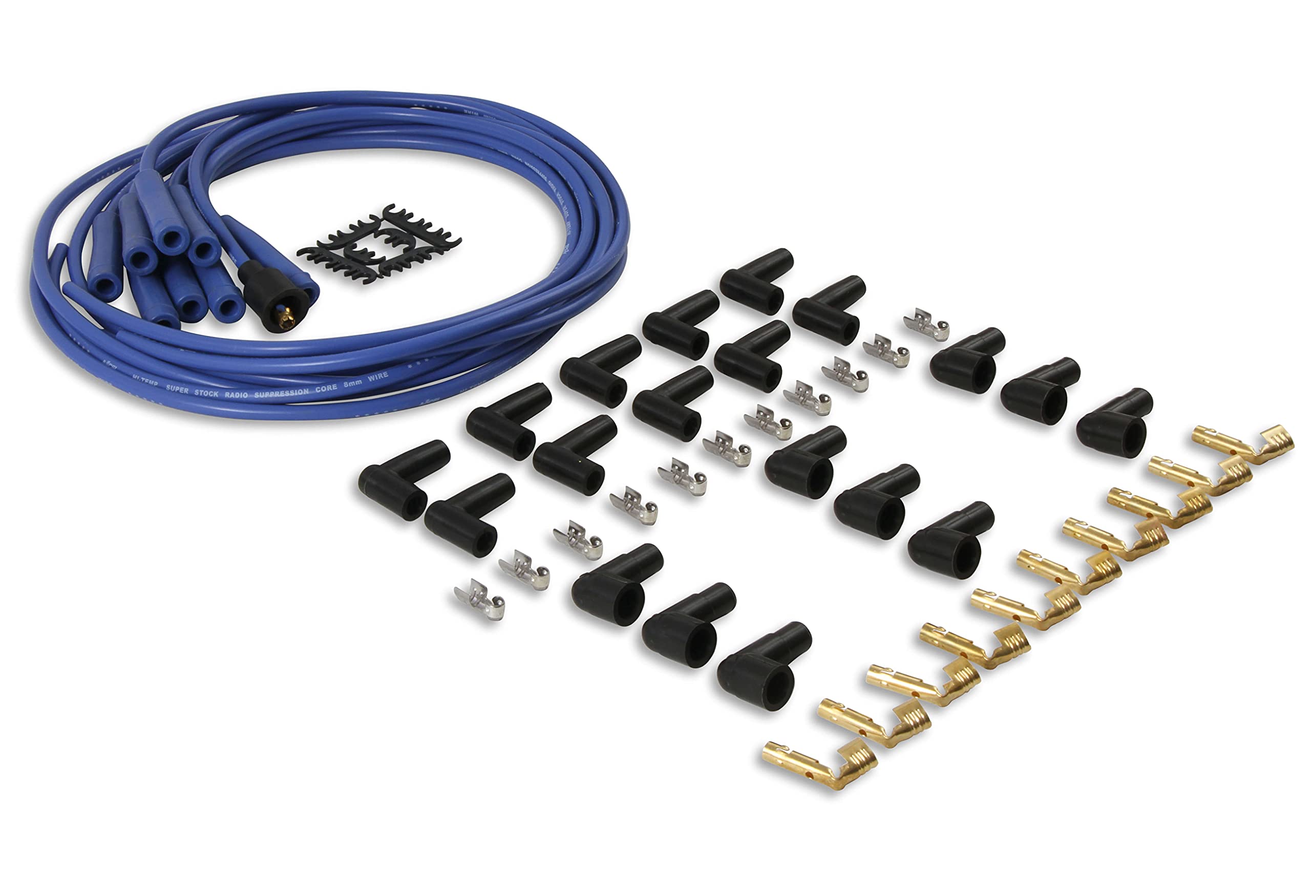 Accel 4040B Spark Plug Wire Set- 8Mm - Blue Wire With Blue Straight Boots