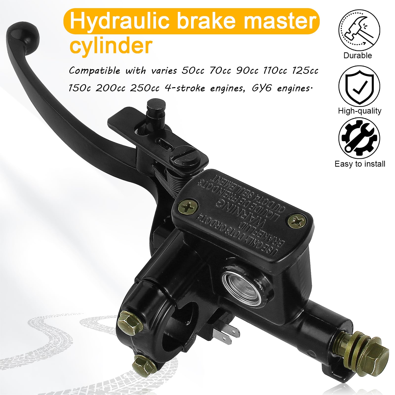 QAZAKY 7/8inch Left Handlebar Hydraulic Brake Master Cylinder Lever Pump for ATV Quad Moped Pit Dirt Bike Kids Motorcycle 50cc 7