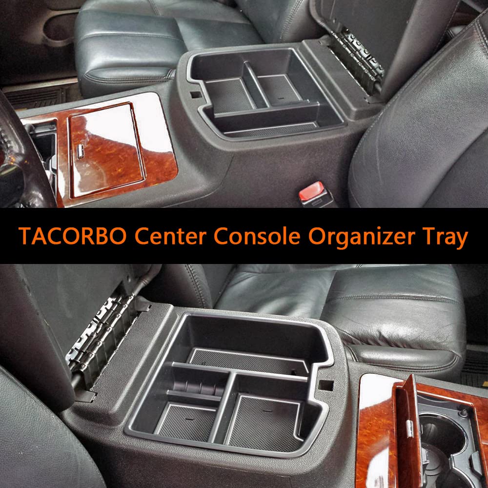 Tacorbo Center Console Organizer Tray For 2007-14 Gmc Sierra 2500 3500 Accessories Yukon Xl Silverado 2500 3500 Suburban 1500 Tahoe /07-13 Gmc Sierra 1500 Chevy Silverado Suburban 2500 Avalanche White