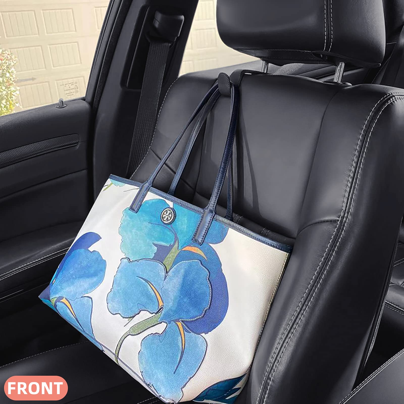Tisohugo Headrest Hooks For Purses And Bags,Vehicle Back Seat Headrest Hanger Matching Cars Interior Genuine Leather Storage Hol