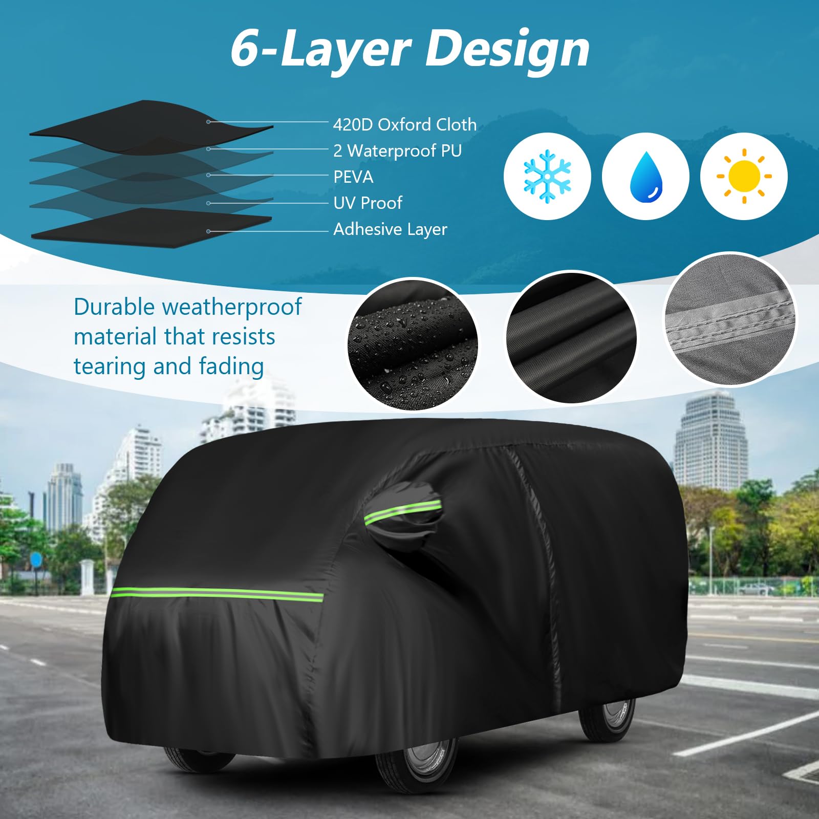 for Chevy Silverado 1500 Crew Cab 6.6 ft. Bed Truck Cover, Waterproof All Weather Car Covers with Zipper Windproof Heavy Duty Pr
