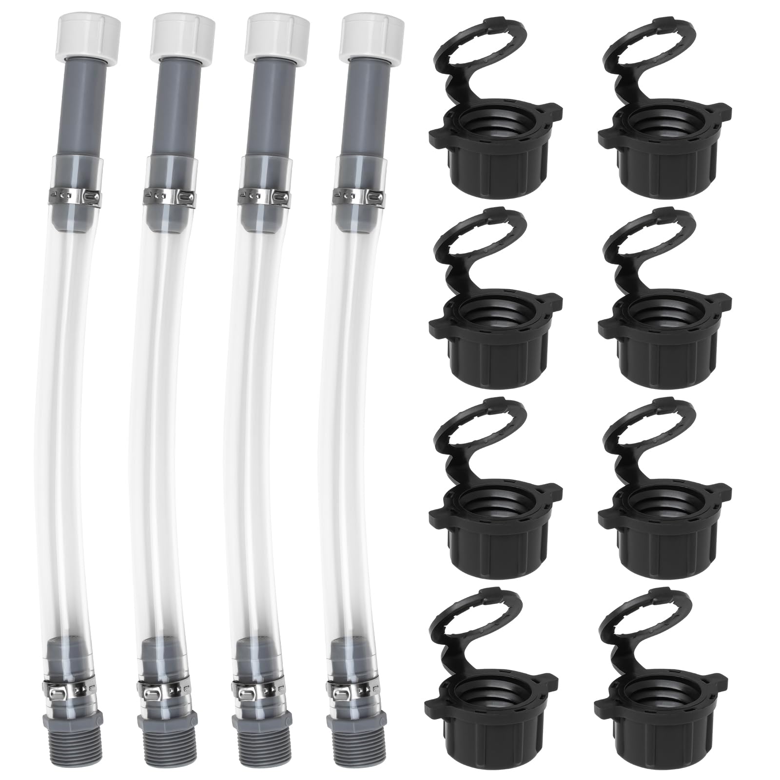 mapleza 4 PCS High - Performance Racing & Household Gas Can Hoses with 8 PCS Fuel Jug Vent Caps Fuel Can Hose Suitable for 3/5/5