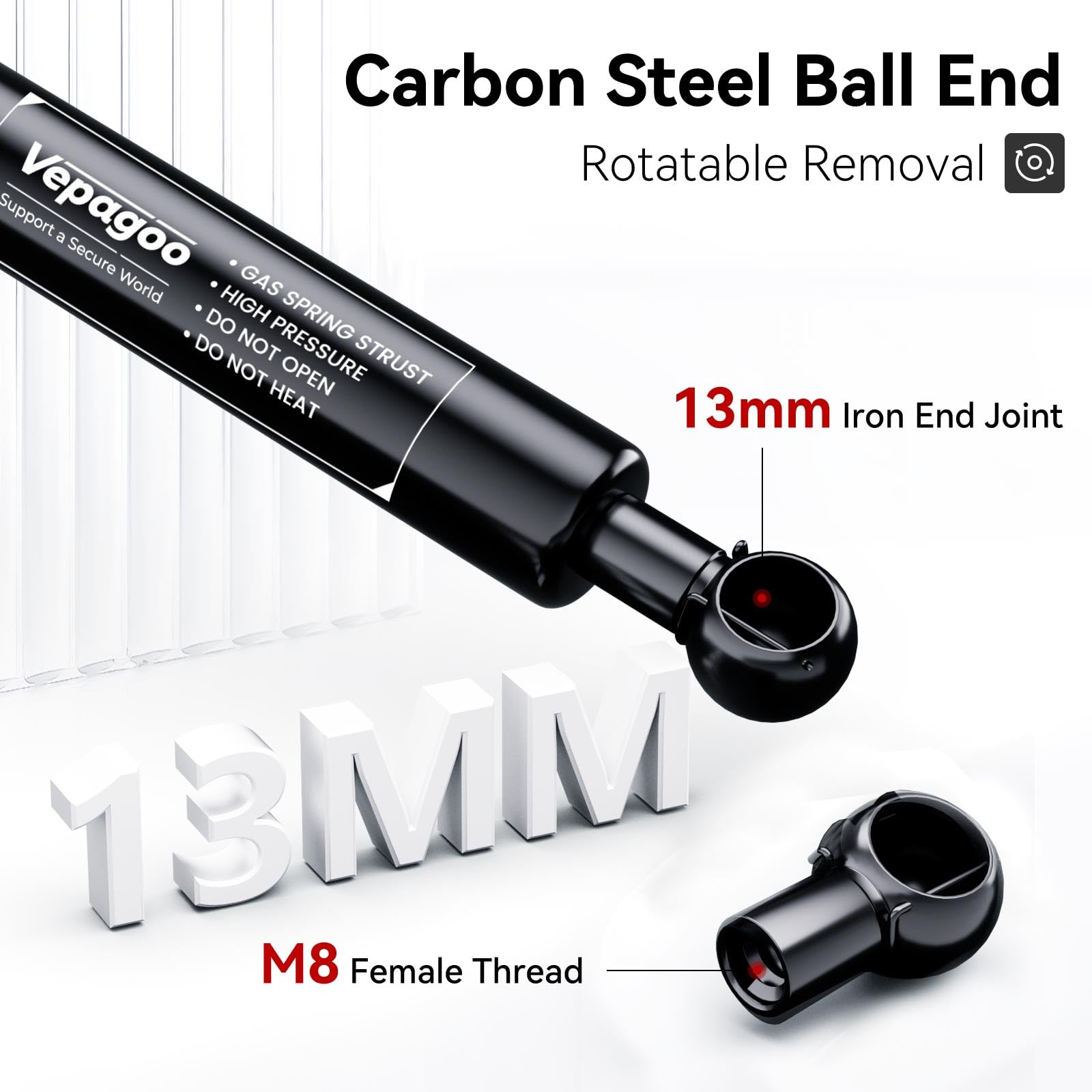 Vepagoo 38 Inch 100Lb/445N Gas Struts Shocks For Heavy Duty Lid, Lift Support For Tonneau Cover Truck Rv Bed Snowmobile Trailer