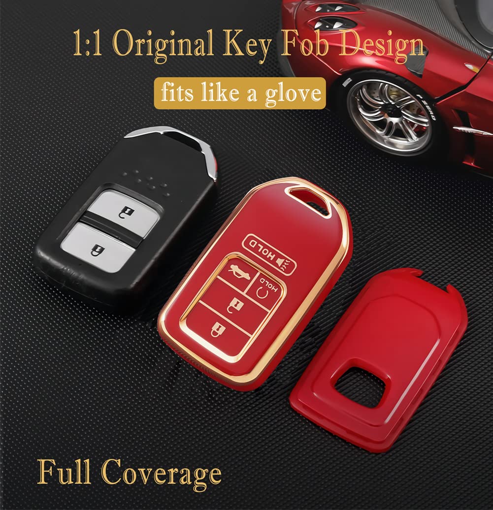 Cacacar For 2016-2022 Honda Key Fob Cover, Premium Soft Tpu Full Protection Key Fob Case For Accord Civic Crv Pilot Ridgeline Pa