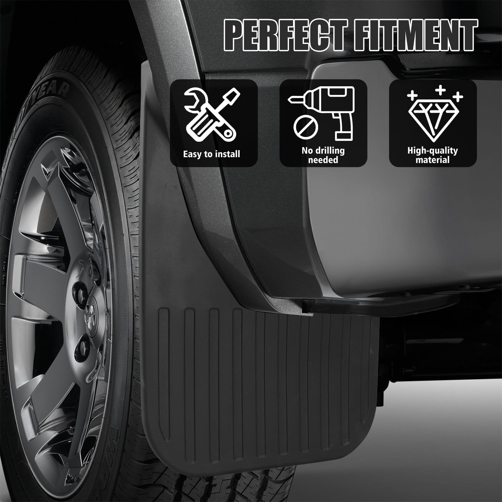 Gpaentsn Mud Flaps Compatible with Toyota Tacoma 2024 2025, 4PCS Front & Rear Side No Drill Splash Guard Exterior Accessories