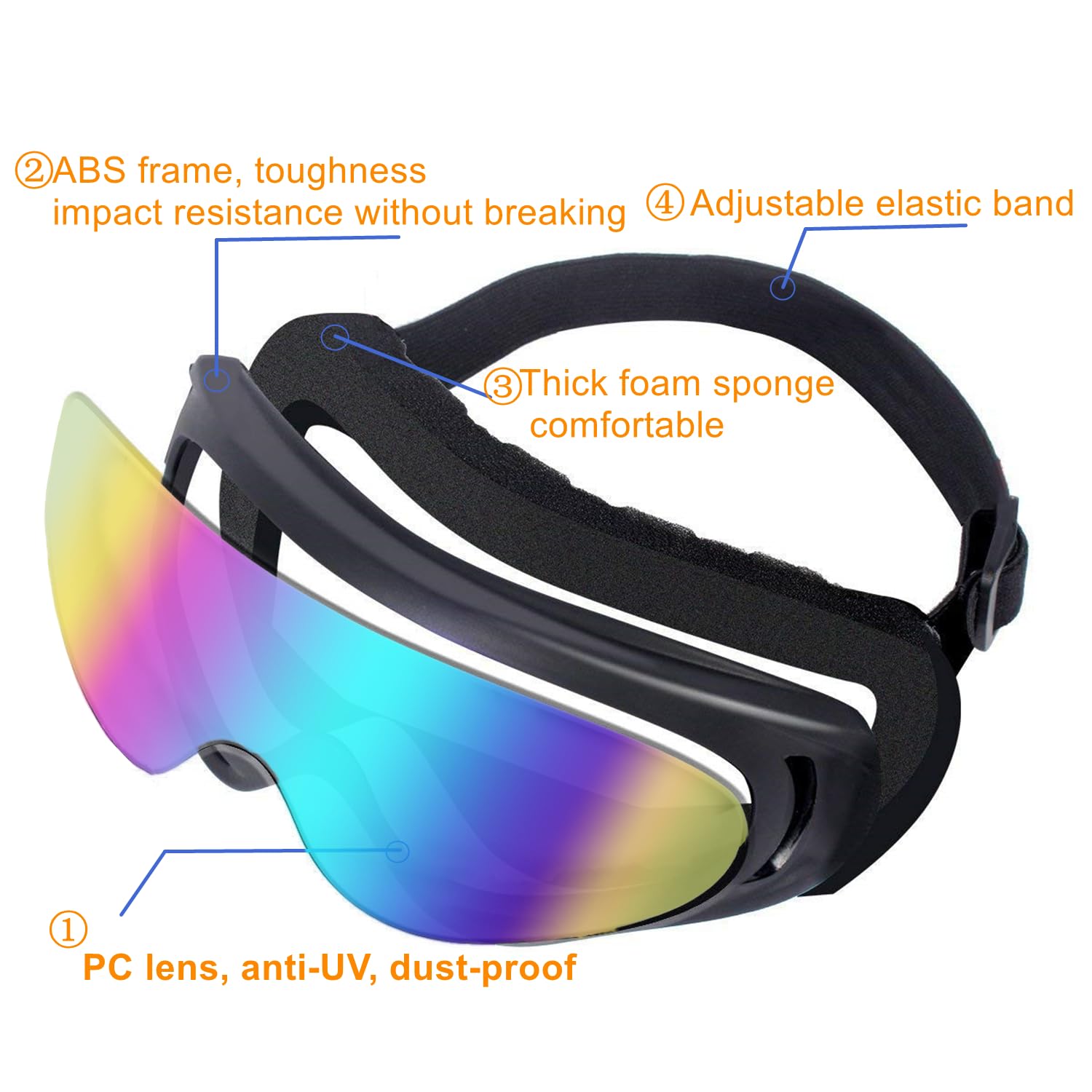 Ljdj Motorcycle Goggles,2 Pack Dirt Bike Atv Motocross Riding Hiking Protective With 2 Pack Neck Breathable Bandana Mask (Black