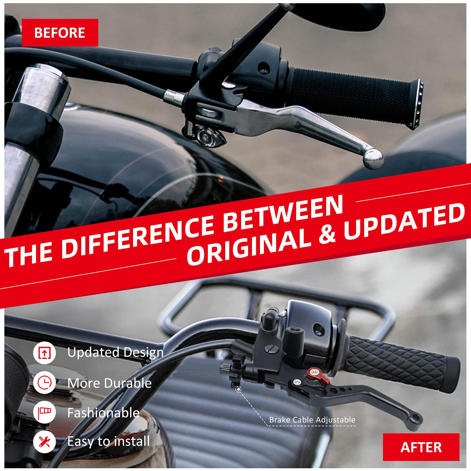 Javik Updated Universal Bike 7/8'' 22Mm Handlebar Brake Master Cylinder Clutch Lever Set Compatible With Motorcycle Honda Kawasa